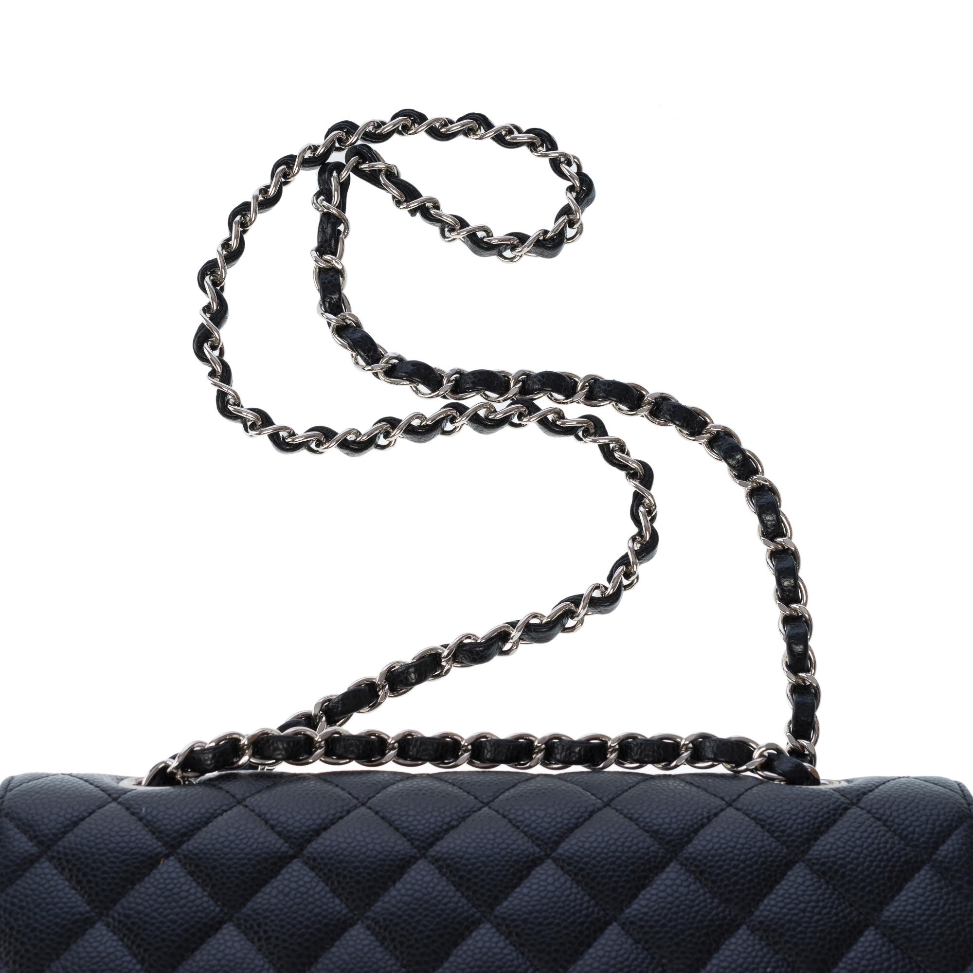 Chanel Timeless double flap shoulder bag in black Caviar quilted leather, PHW 5