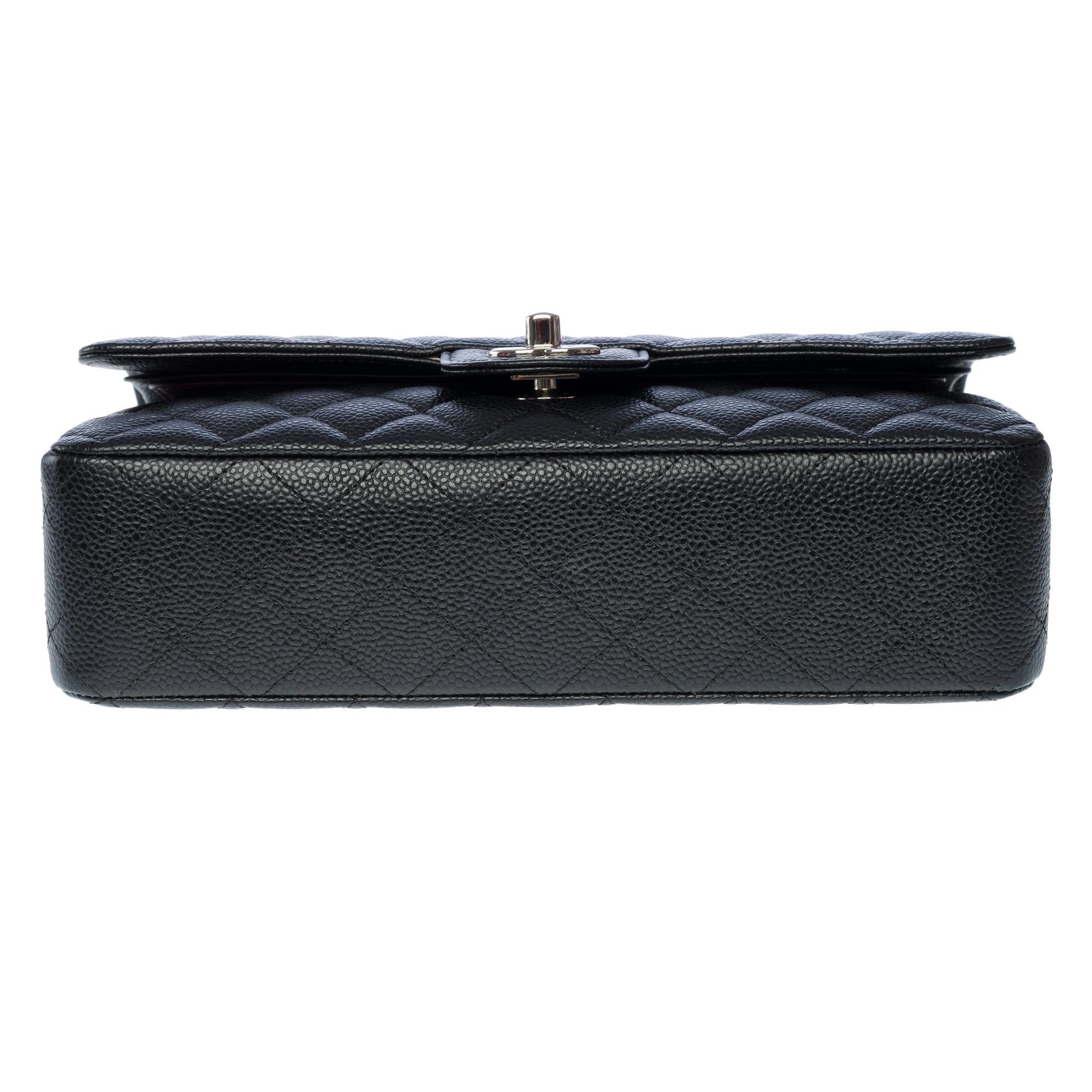 Chanel Timeless double flap shoulder bag in black Caviar quilted leather, PHW 6