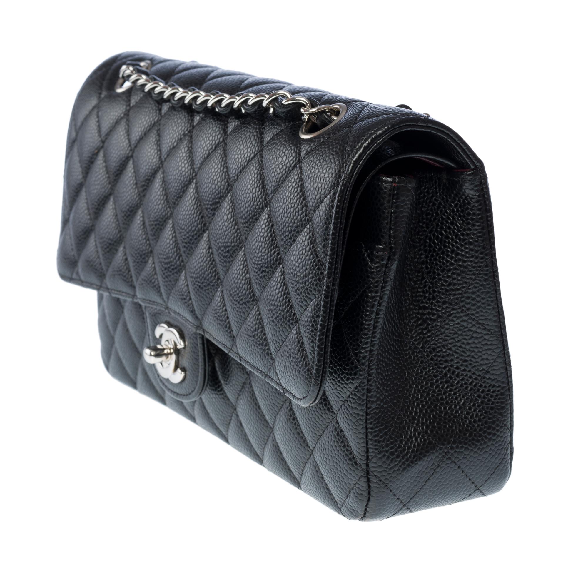 Women's Chanel Timeless double flap shoulder bag in black Caviar quilted leather, PHW