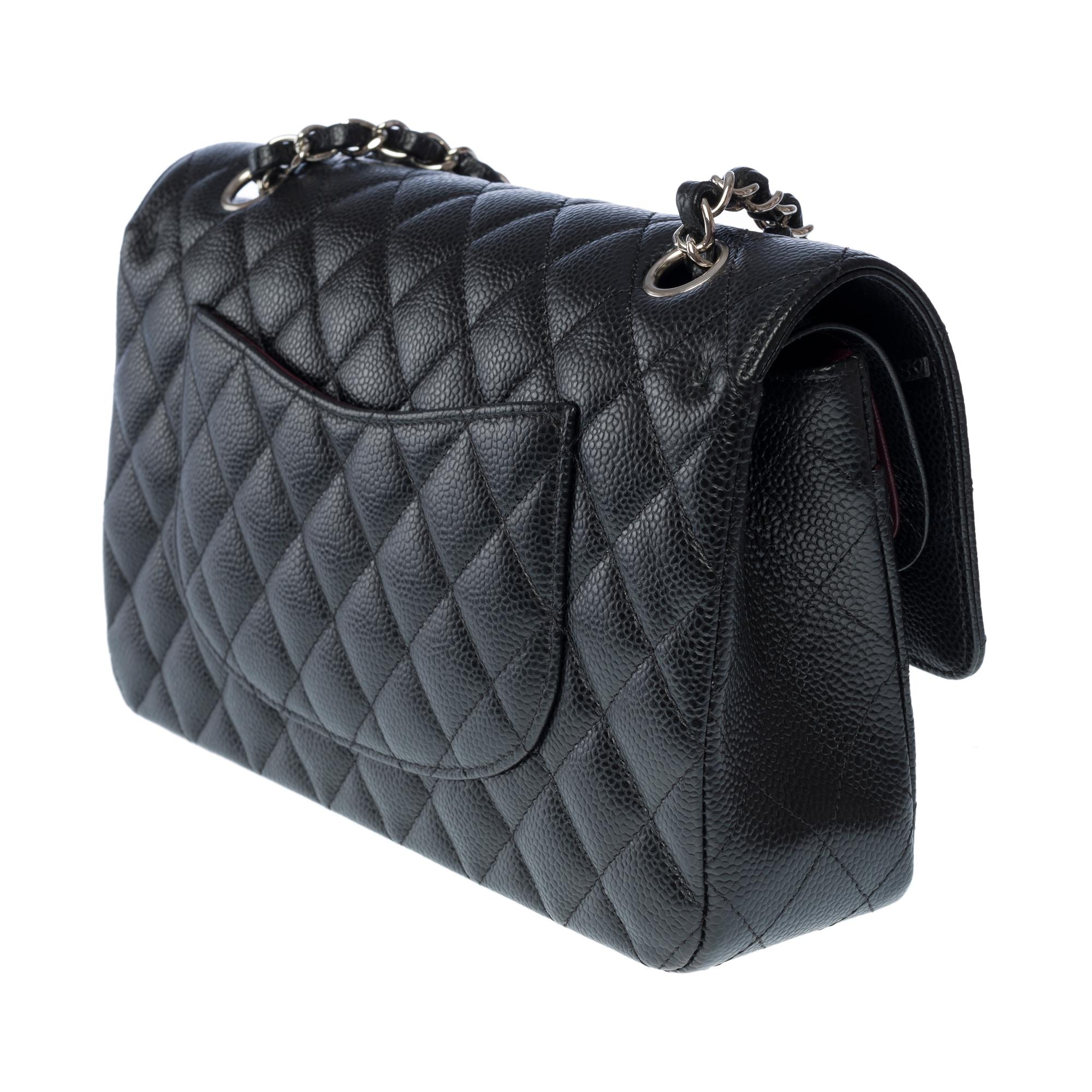Chanel Timeless double flap shoulder bag in black Caviar quilted leather, PHW 1