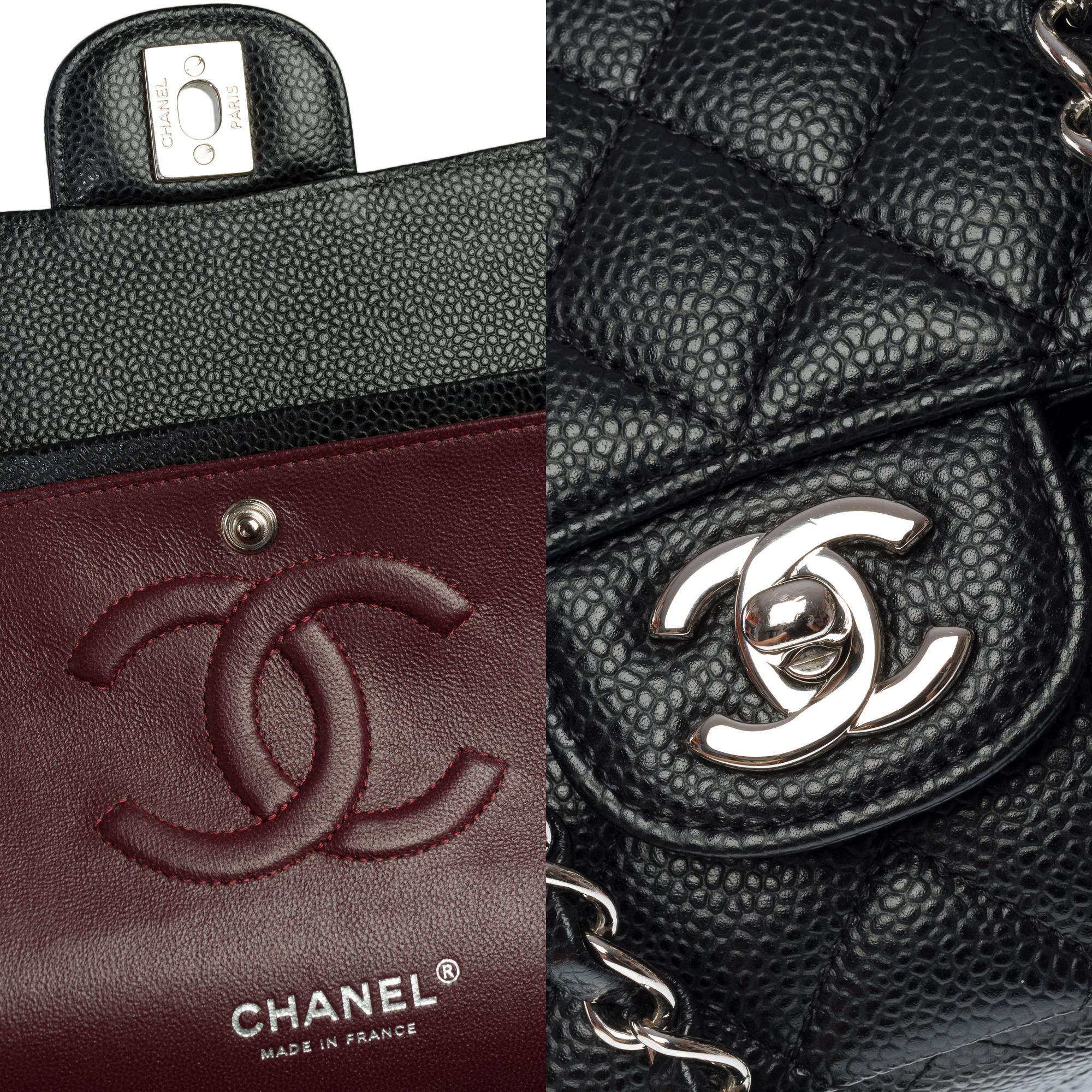 Chanel Timeless double flap shoulder bag in black Caviar quilted leather, PHW 2