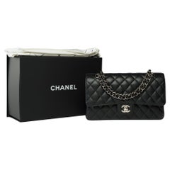Chanel Timeless double flap shoulder bag in black Caviar quilted leather, PHW