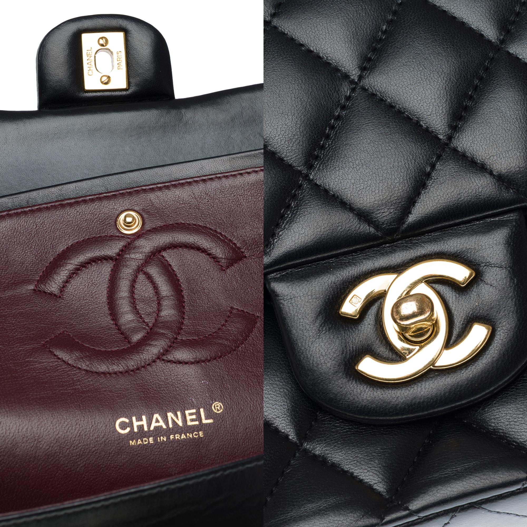 Chanel Timeless double flap shoulder bag in Black lambskin Quilted leather, GHW 3