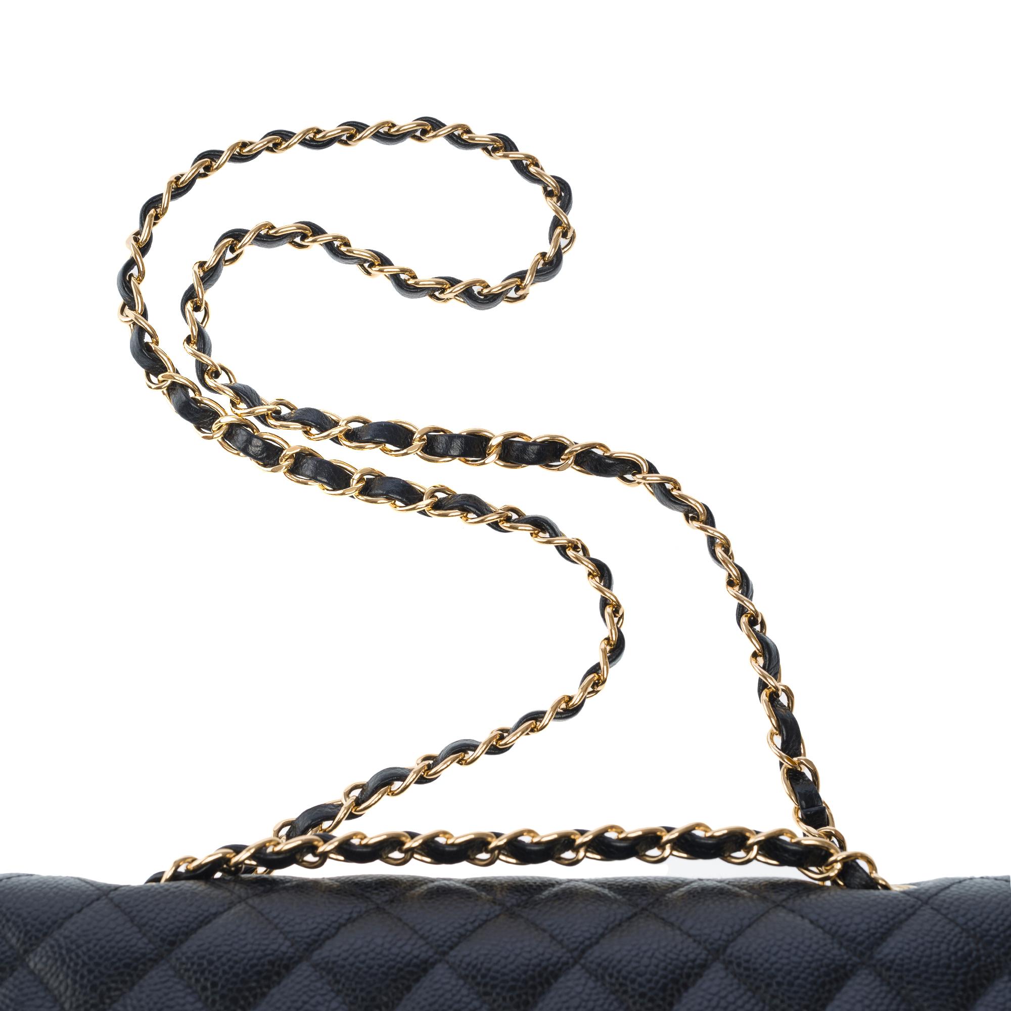 Chanel Timeless double flap shoulder bag in Black Quilted Caviar leather, GHW 6