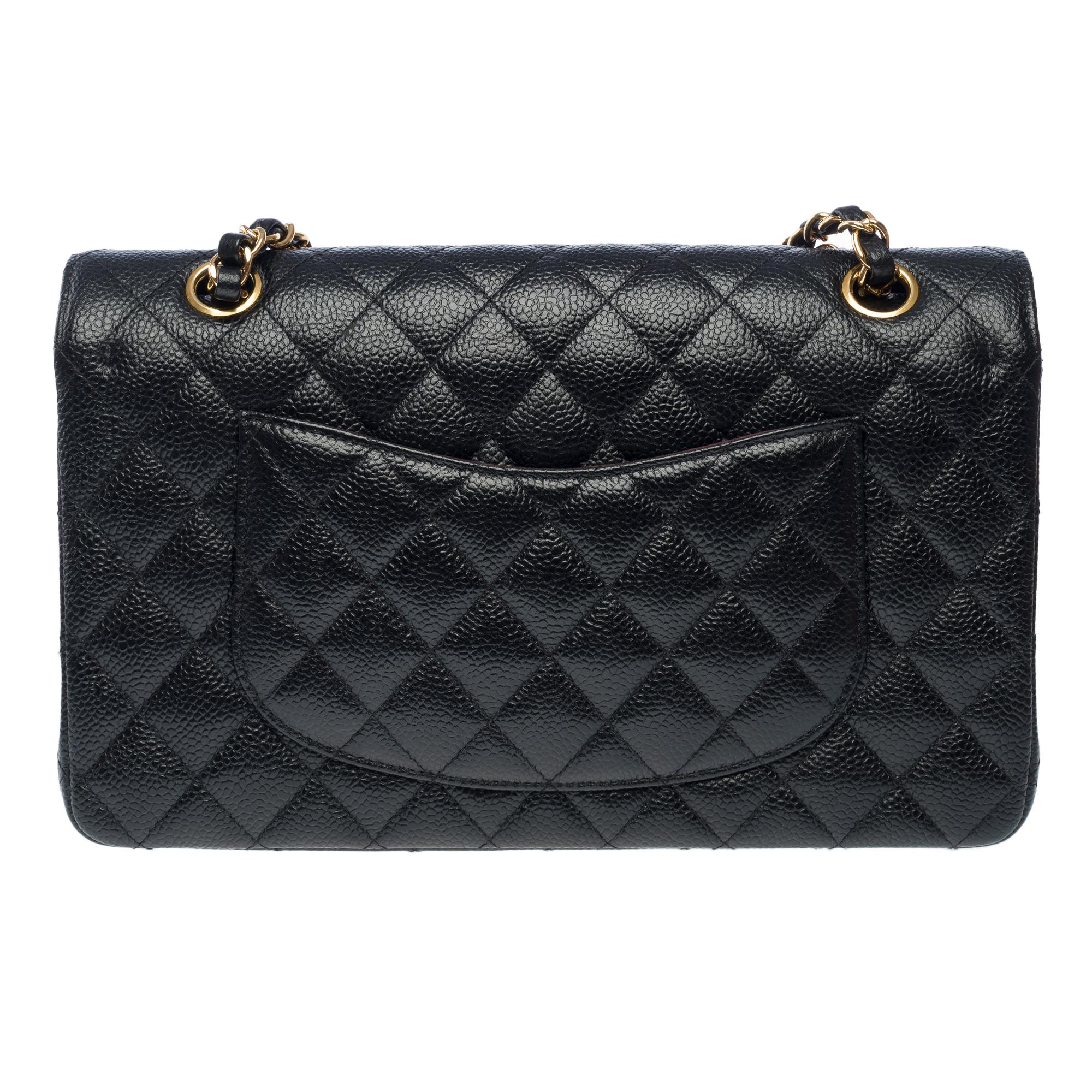 Women's Chanel Timeless double flap shoulder bag in Black Quilted Caviar leather, GHW
