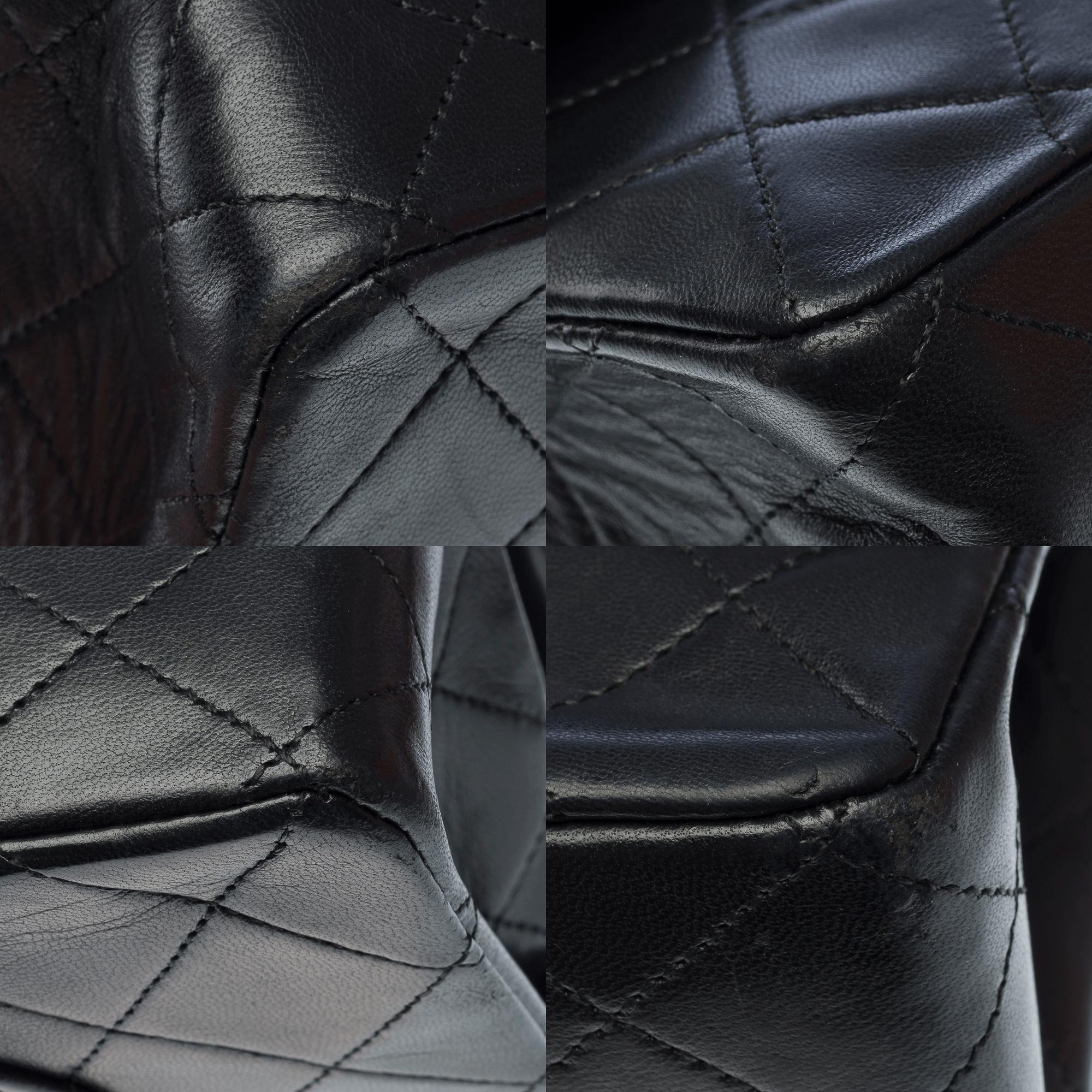 Chanel Timeless double flap shoulder bag in Black quilted lambskin leather, GHW 7