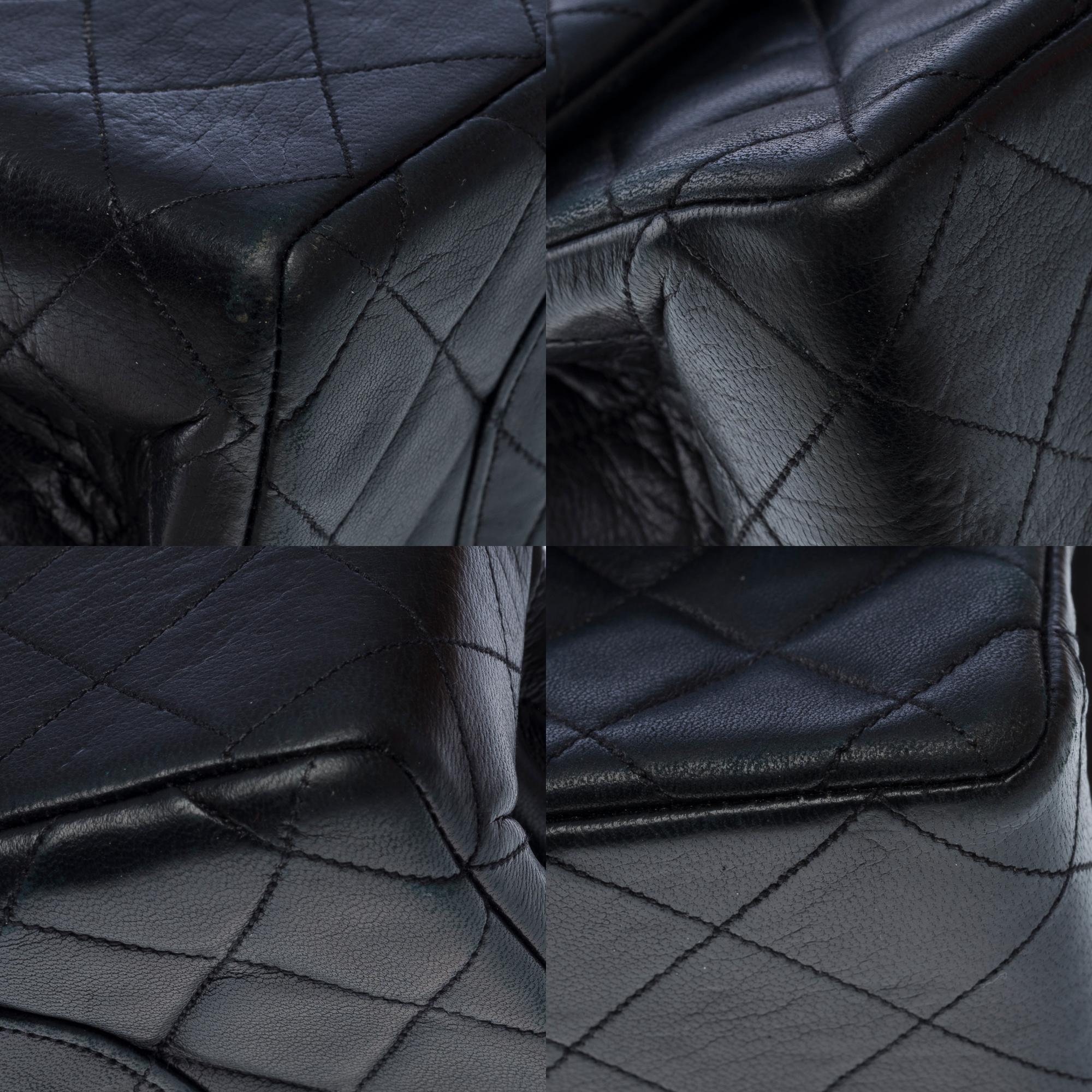 Chanel Timeless double flap shoulder bag in Black Quilted Lambskin leather, GHW For Sale 8