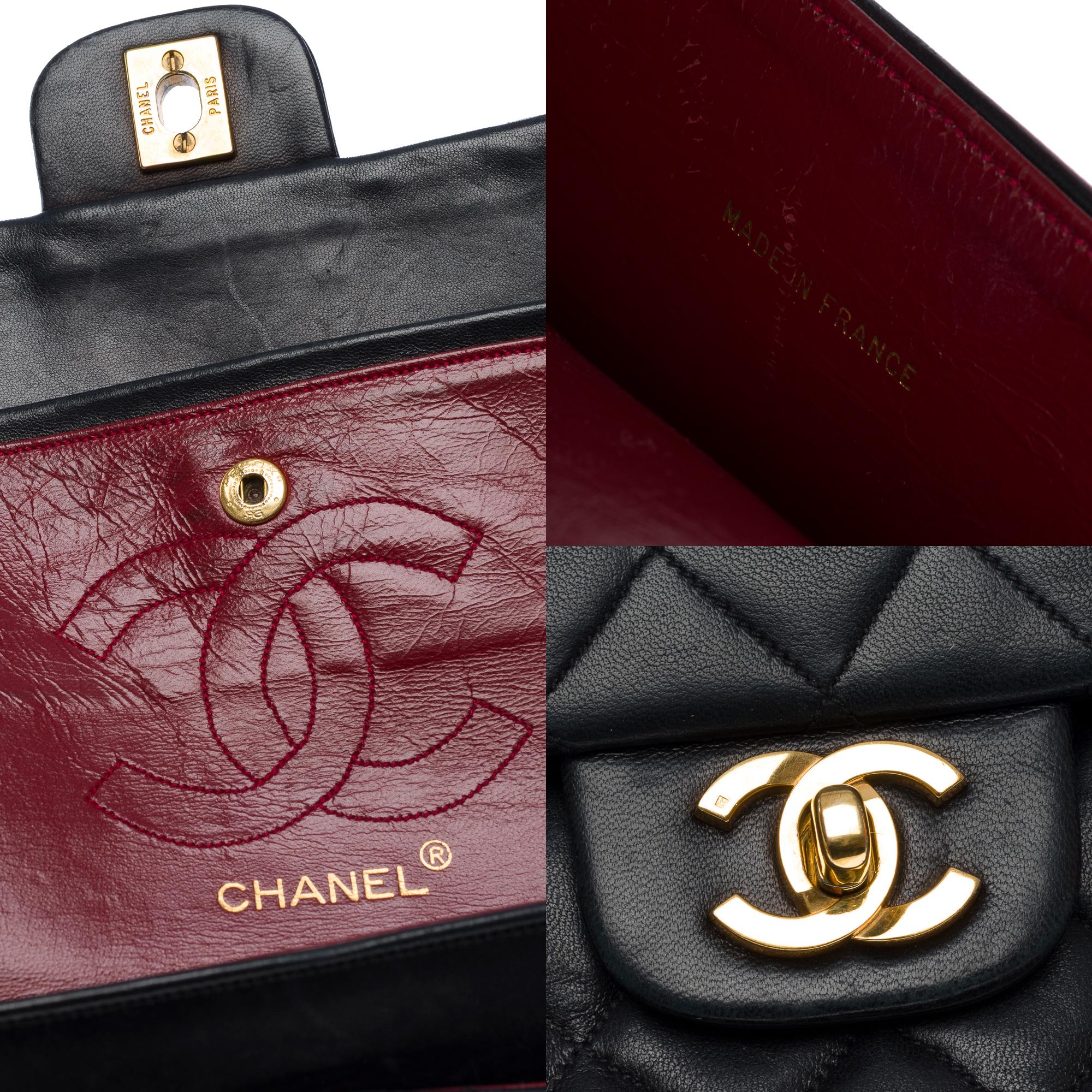 Chanel Timeless double flap shoulder bag in Black Quilted Lambskin leather, GHW For Sale 3