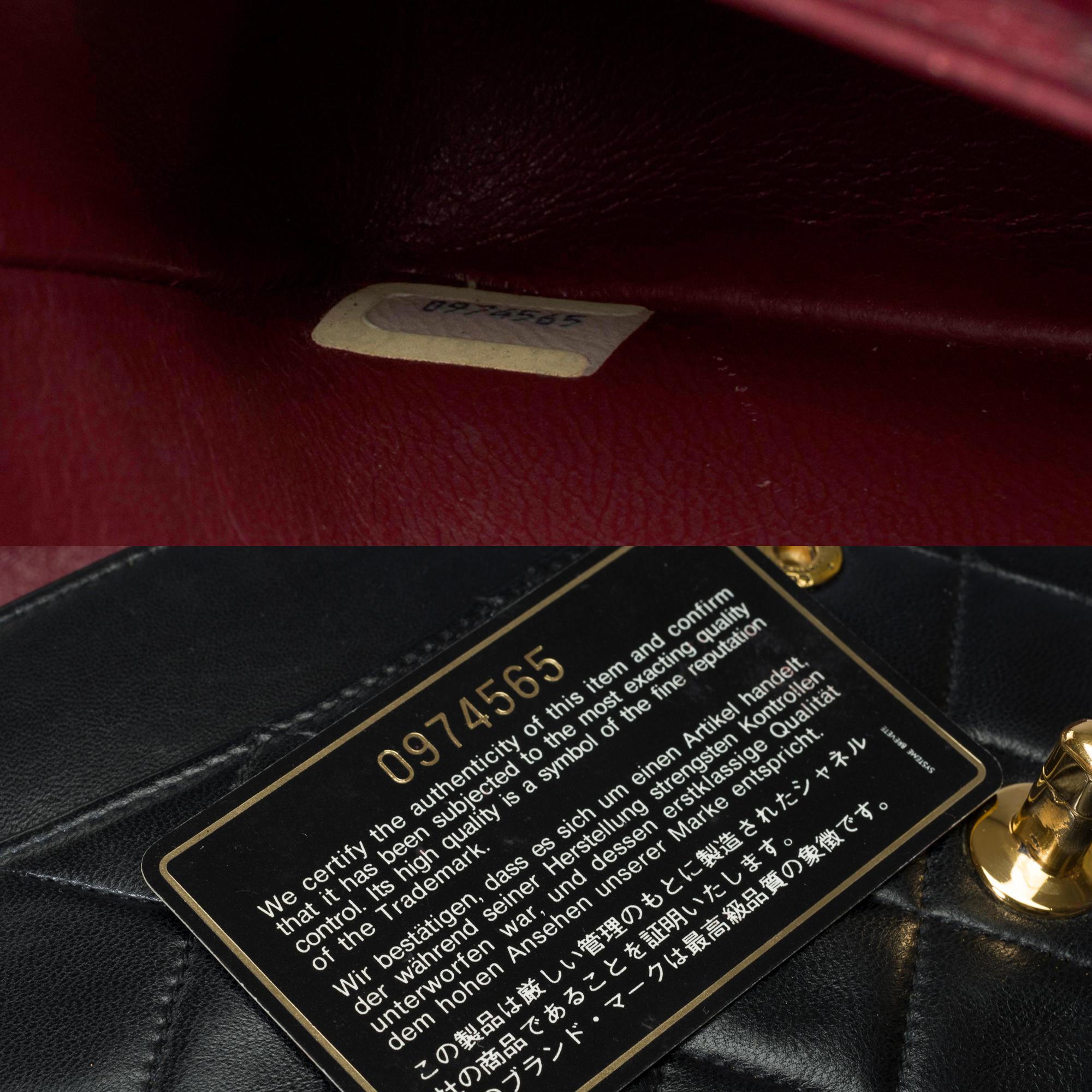 Chanel Timeless double flap shoulder bag in black quilted lambskin leather, GHW 3