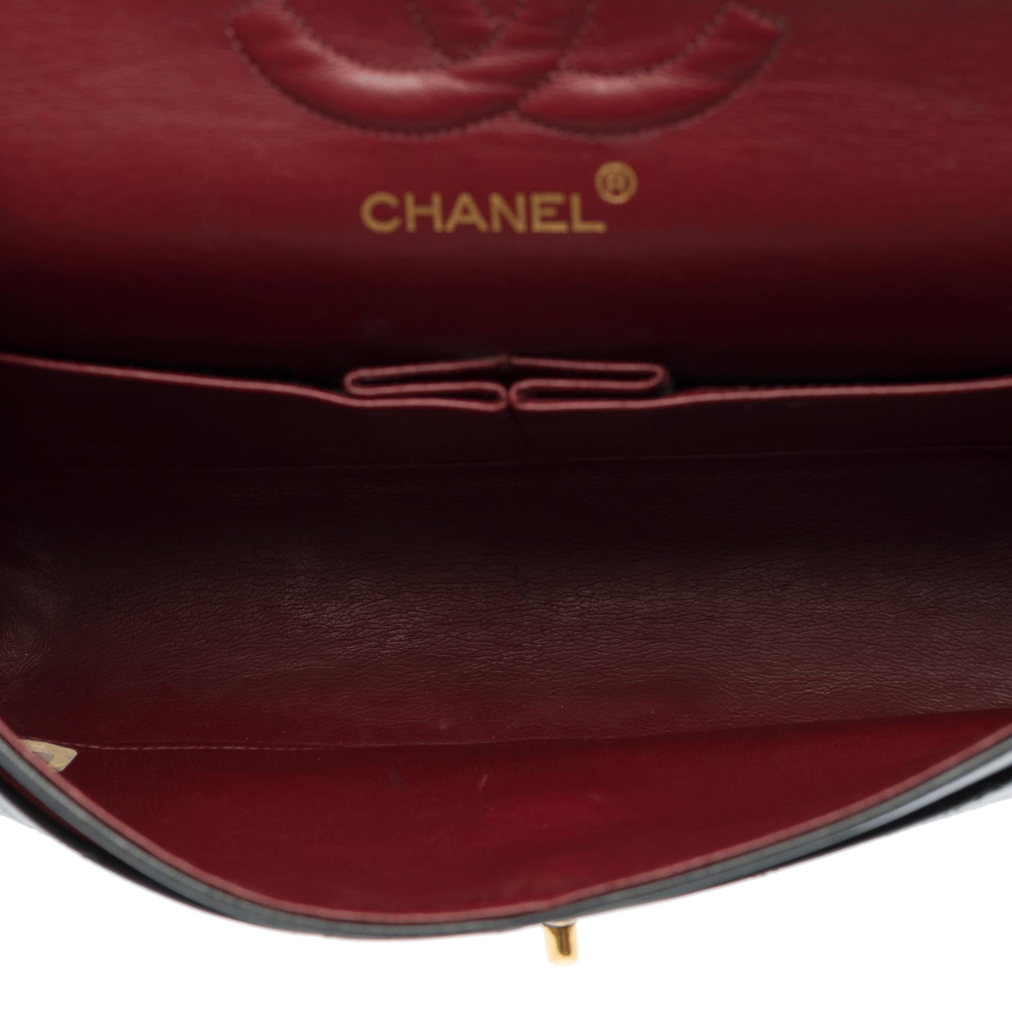 Chanel Timeless double flap shoulder bag in Black quilted lambskin leather, GHW 4