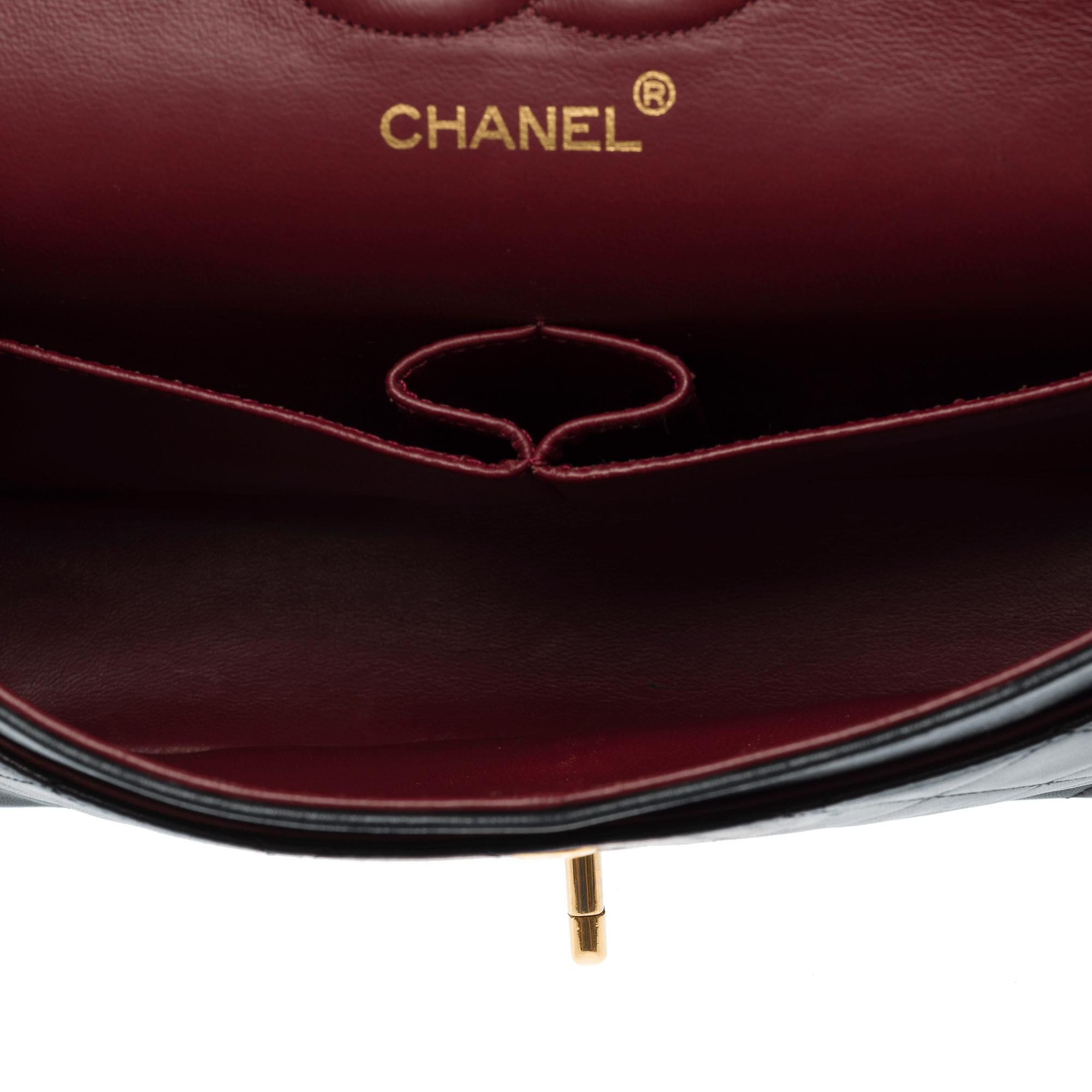 Chanel Timeless double flap shoulder bag in Black quilted lambskin leather, GHW For Sale 4