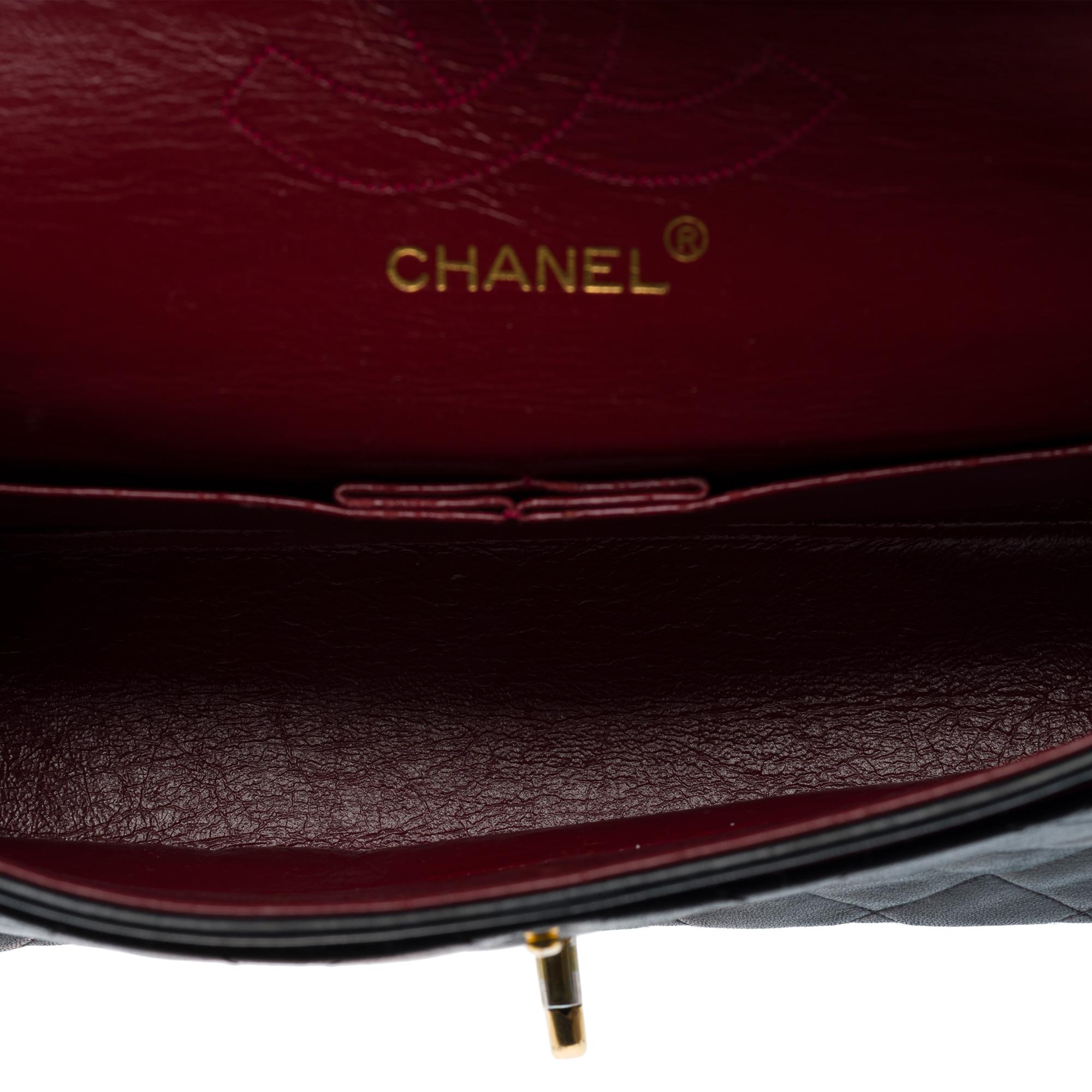 Chanel Timeless double flap shoulder bag in Black Quilted Lambskin leather, GHW For Sale 5
