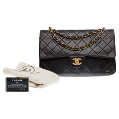 Chanel Timeless Double flap shoulder bag in Black Quilted Lambskin leather, GHW Chanel Timeless Double flap shoulder bag in Black Quilted Lambskin leather, GHW