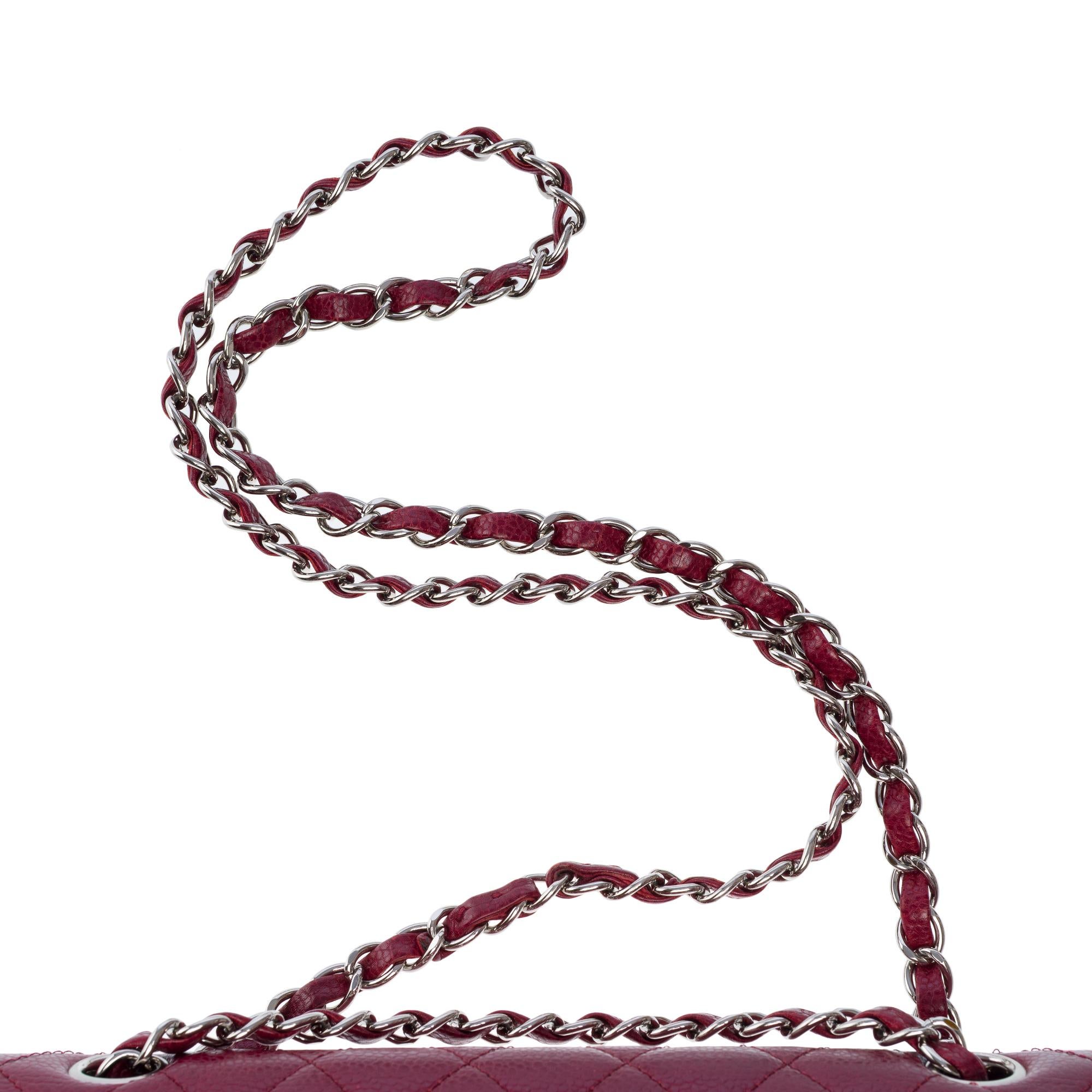 Chanel Timeless double flap shoulder bag in Burgundy Caviar Quilted leather, PHW 6