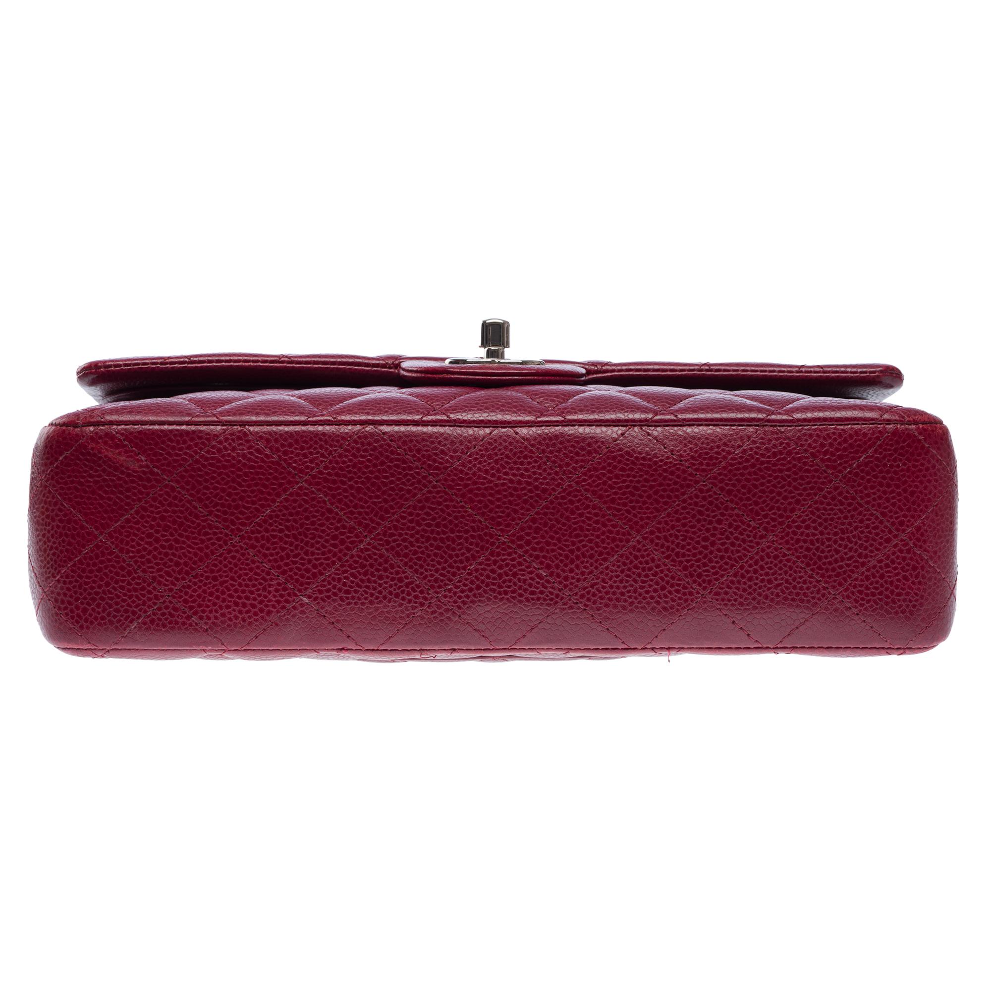 Chanel Timeless double flap shoulder bag in Burgundy Caviar Quilted leather, PHW 7