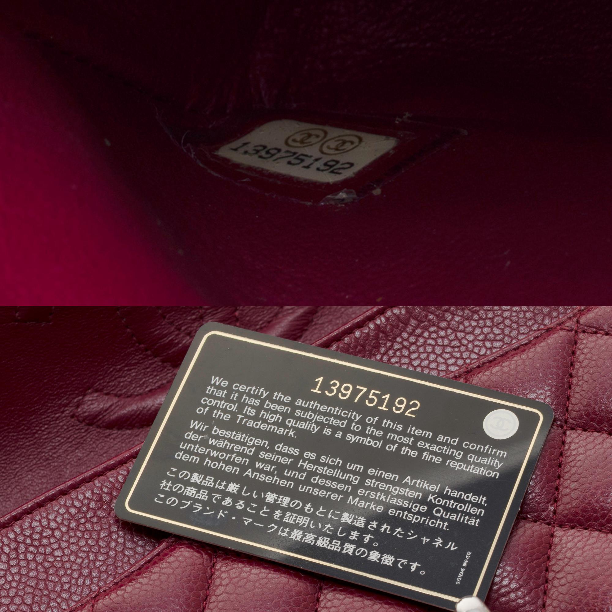 Chanel Timeless double flap shoulder bag in Burgundy Caviar Quilted leather, PHW 4