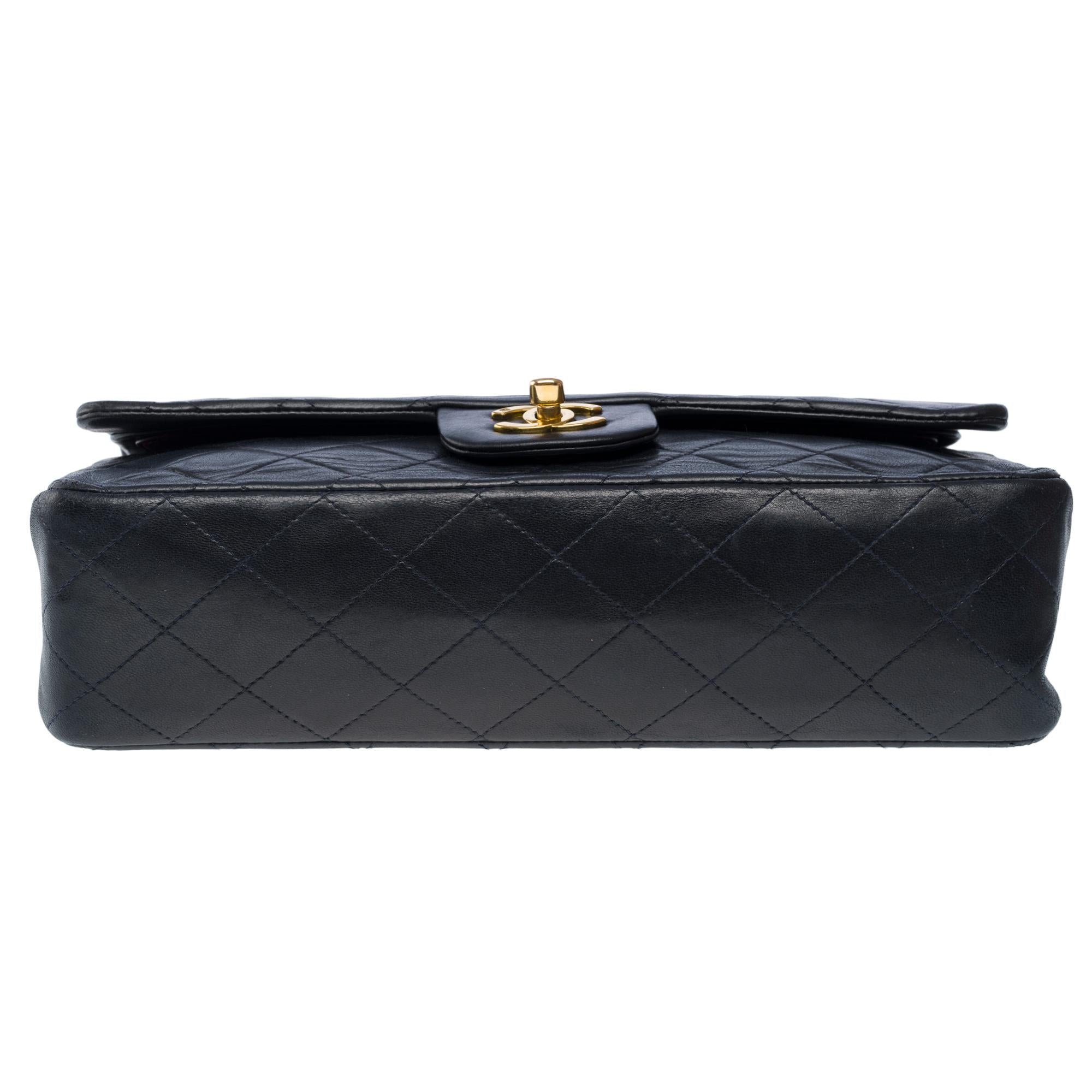 Chanel Timeless double flap shoulder bag in Navy Blue quilted lambskin , GHW For Sale 6