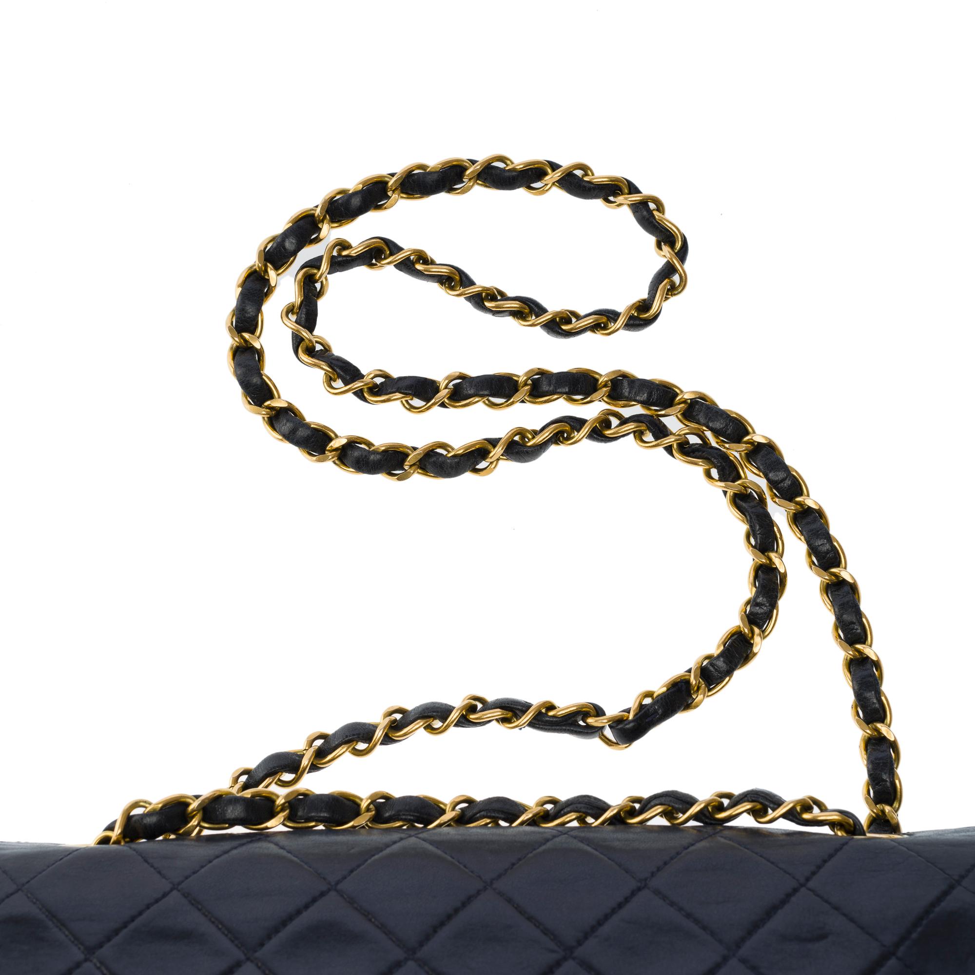 Chanel Timeless double flap shoulder bag in Navy Blue quilted lambskin , GHW For Sale 5
