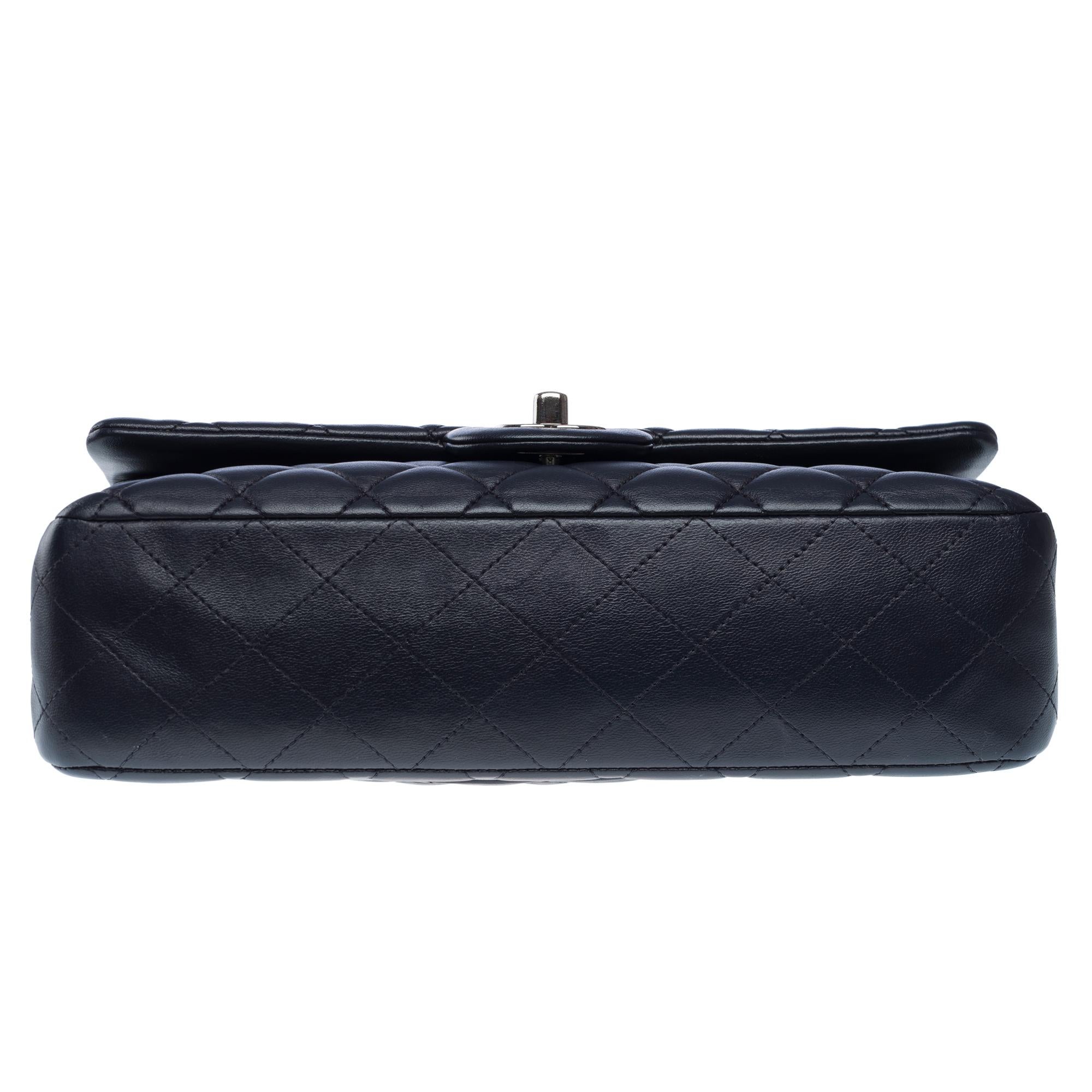 Chanel Timeless double flap shoulder bag in Navy Blue Quilted Lambskin, PHW For Sale 5