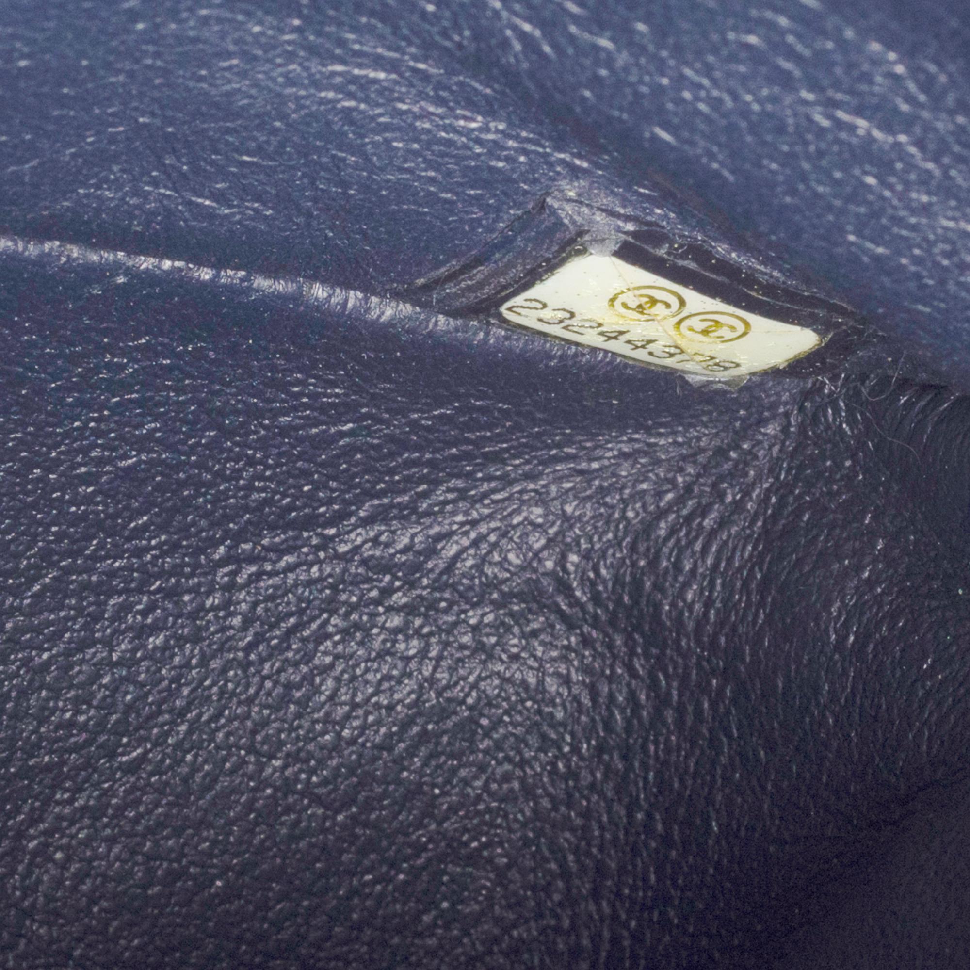 Chanel Timeless double flap shoulder bag in Navy Blue Quilted Lambskin, PHW For Sale 2