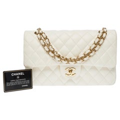 Chanel Timeless double flap shoulder bag in off-white quilted lamb leather, GHW
