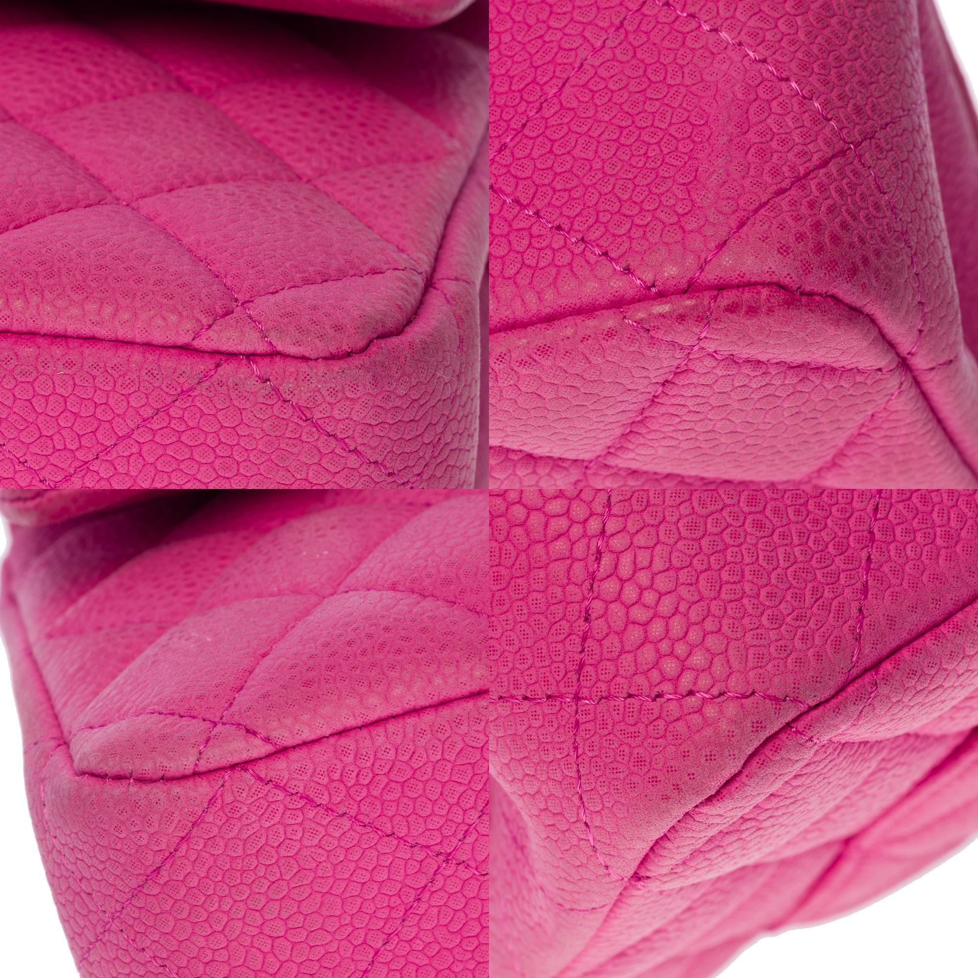 Chanel Timeless double flap shoulder bag in Pink caviar quilted leather, SHW For Sale 6