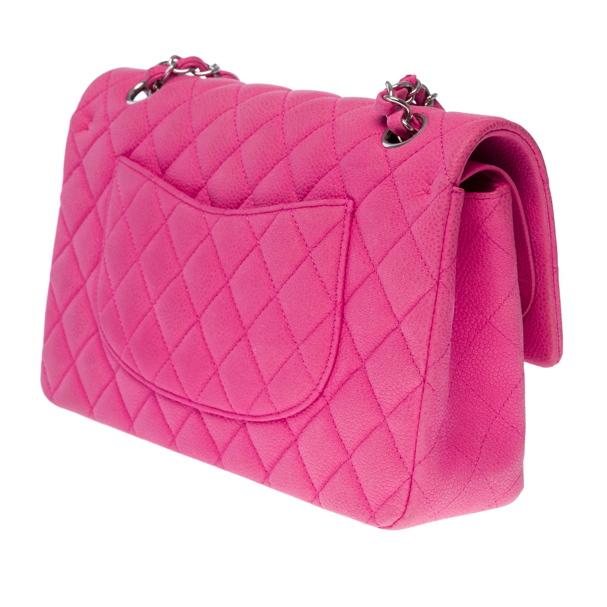 Chanel Timeless double flap shoulder bag in Pink caviar quilted leather, SHW For Sale 1