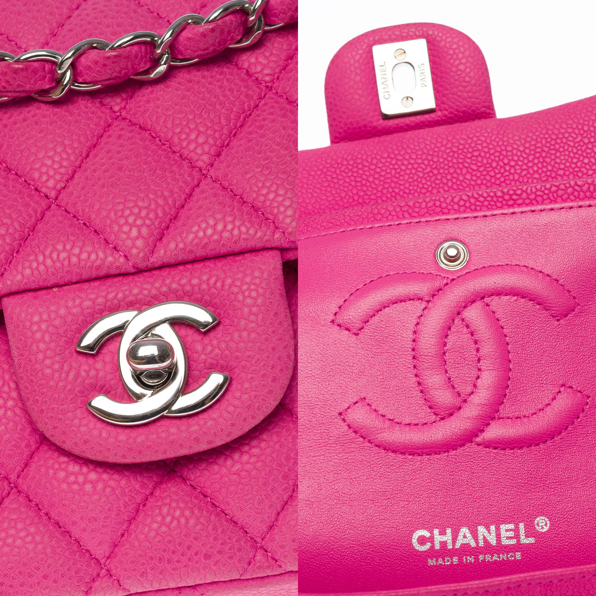 Chanel Timeless double flap shoulder bag in Pink caviar quilted leather, SHW For Sale 2