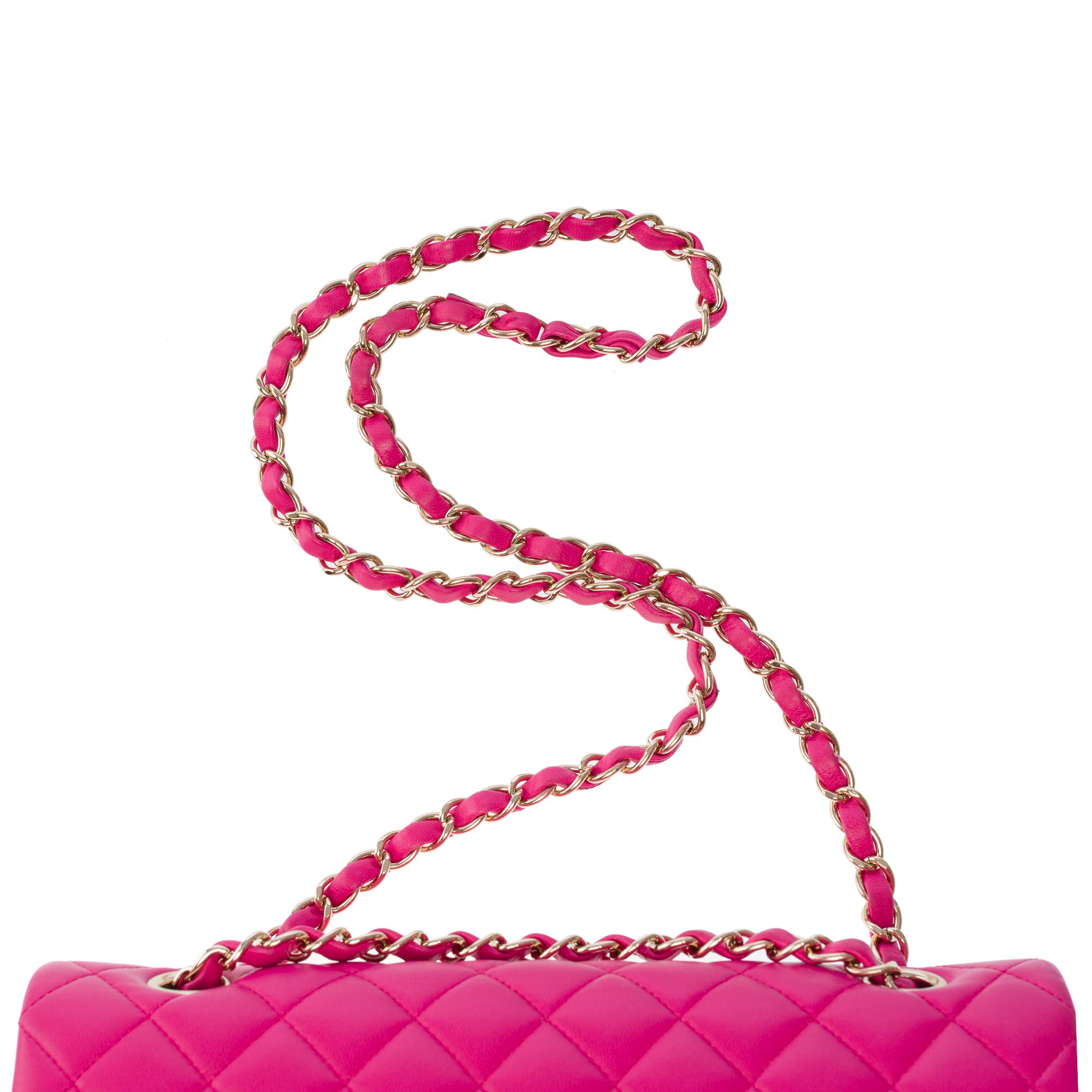 Chanel Timeless double flap shoulder bag in Pink quilted lambskin leather, CHW 6