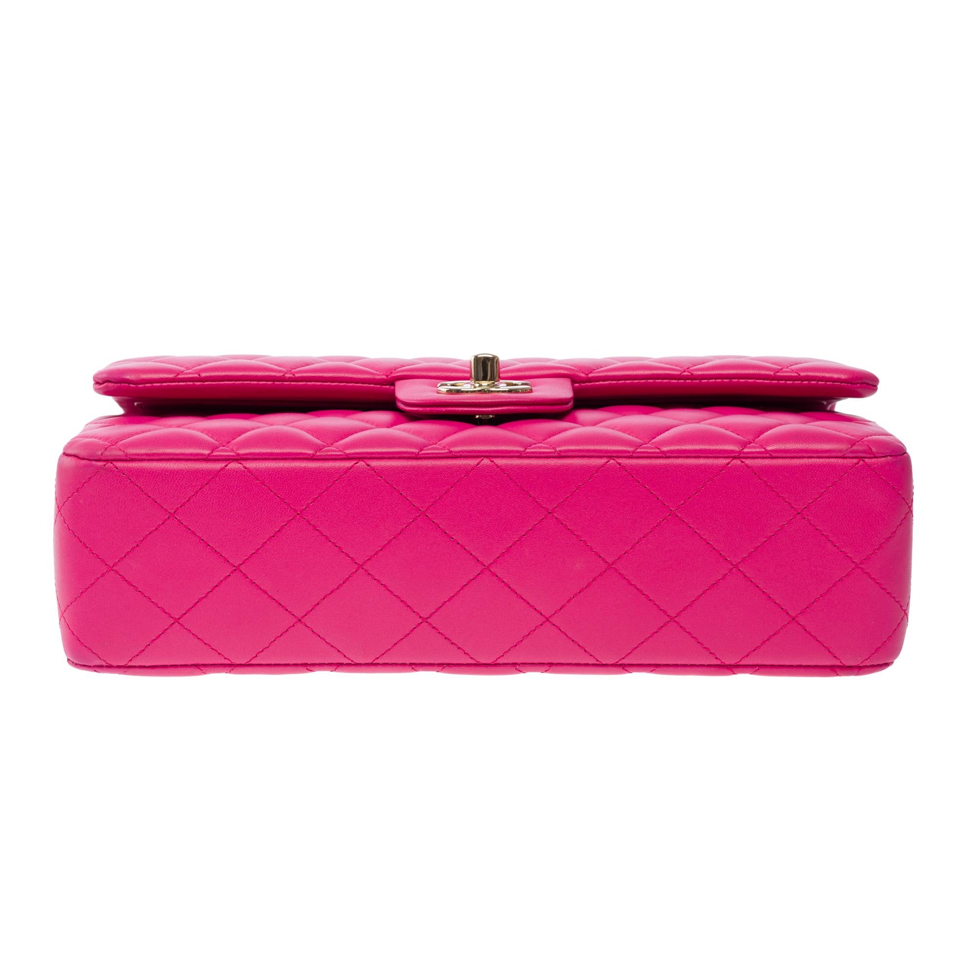 Chanel Timeless double flap shoulder bag in Pink quilted lambskin leather, CHW 7