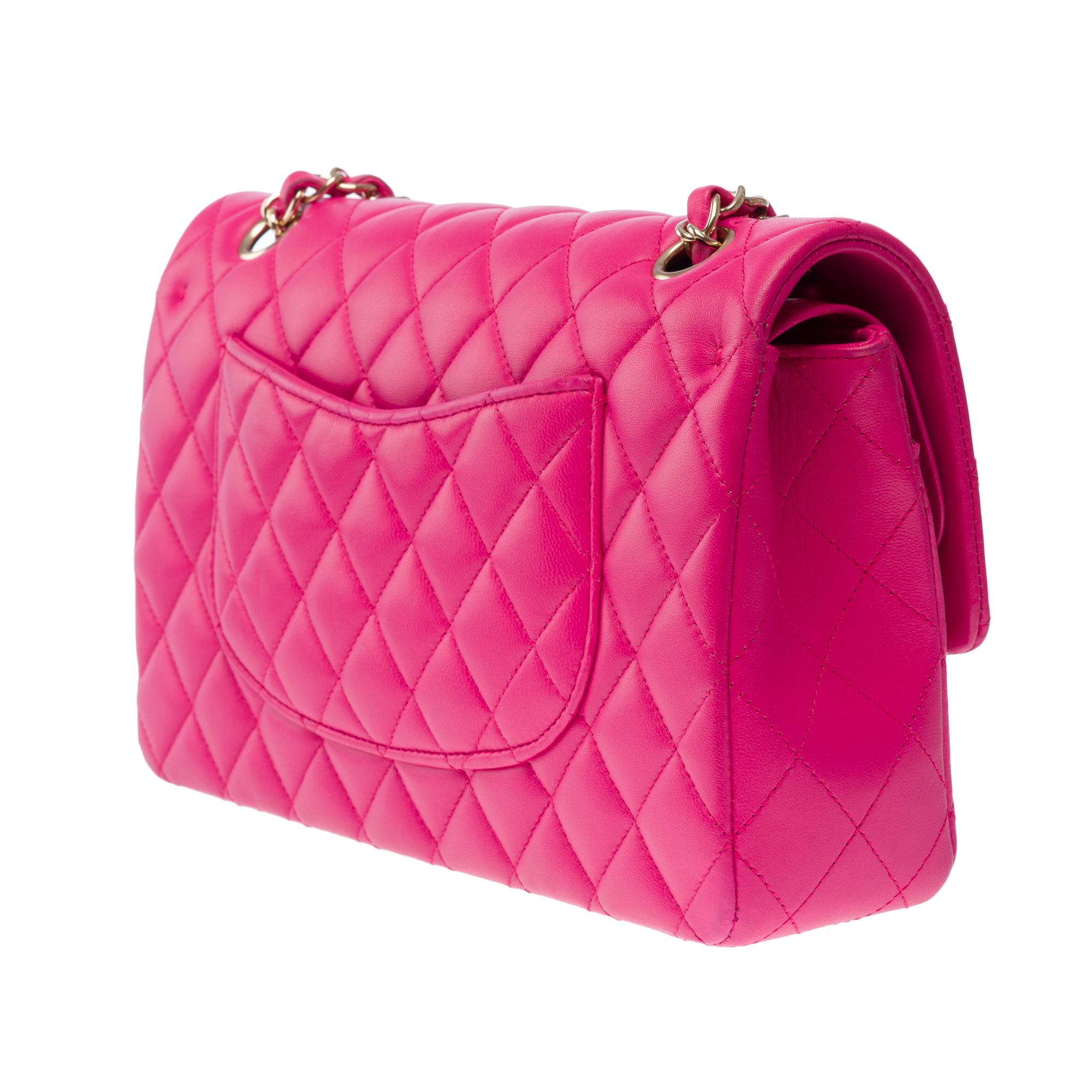 Chanel Timeless double flap shoulder bag in Pink quilted lambskin leather, CHW 2