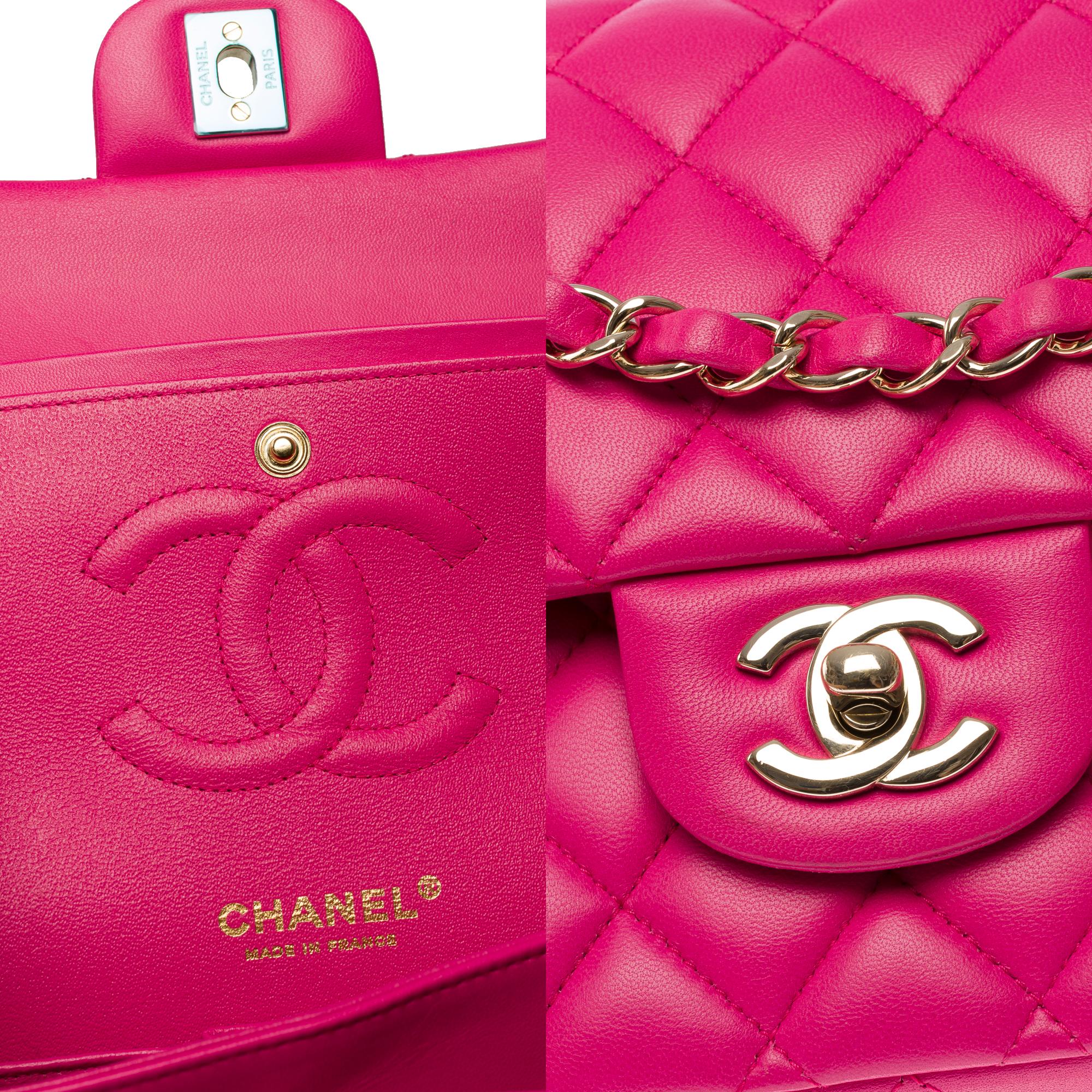 Chanel Timeless double flap shoulder bag in Pink quilted lambskin leather, CHW 3