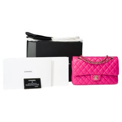 Chanel Timeless double flap shoulder bag in Pink quilted lambskin leather, CHW