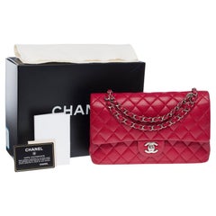 Chanel Timeless, borsa a tracolla con doppia patta in pelle rossa trapuntata di caviale, PHW