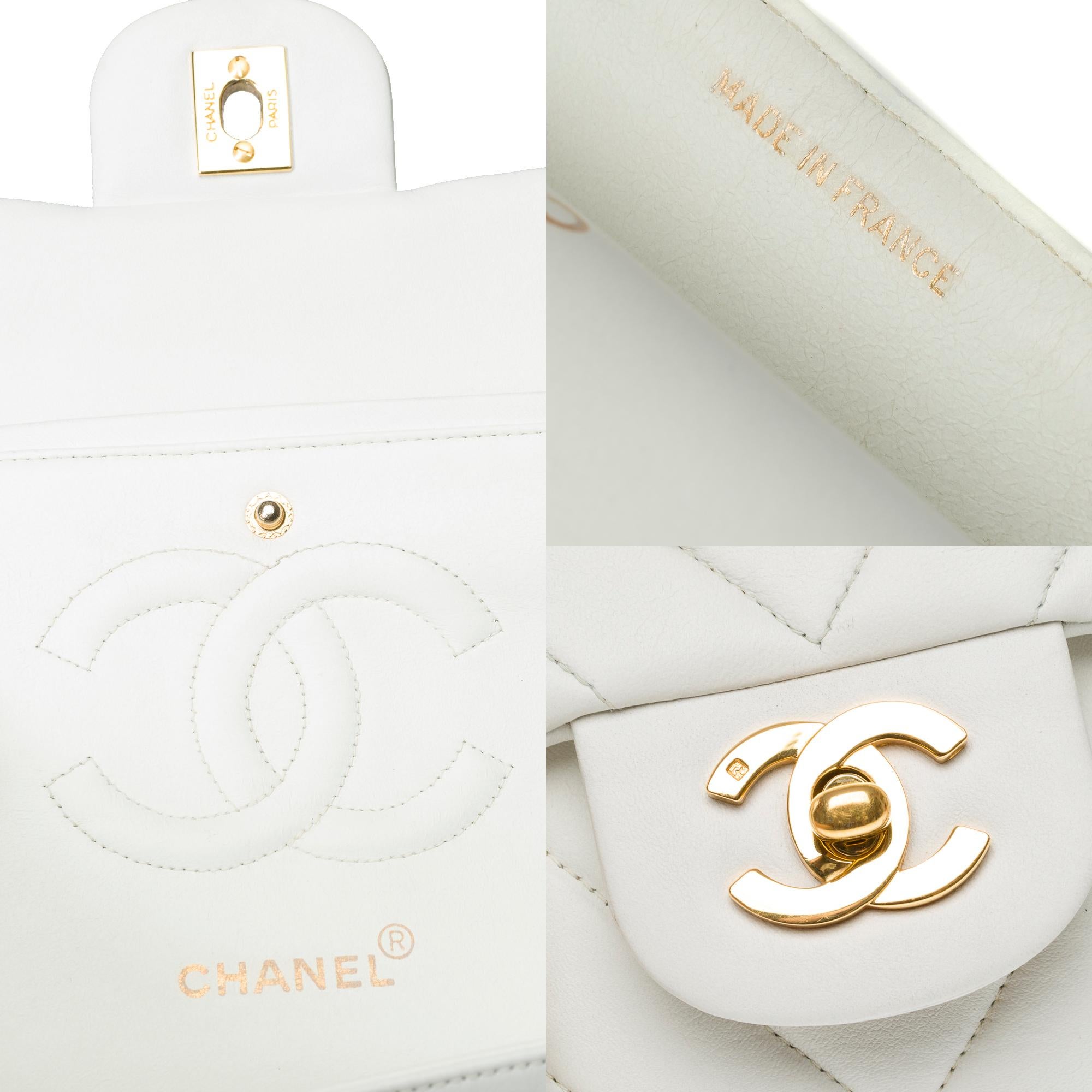 Chanel Timeless double flap shoulder bag in white herringbone quilted lamb, GHW 2