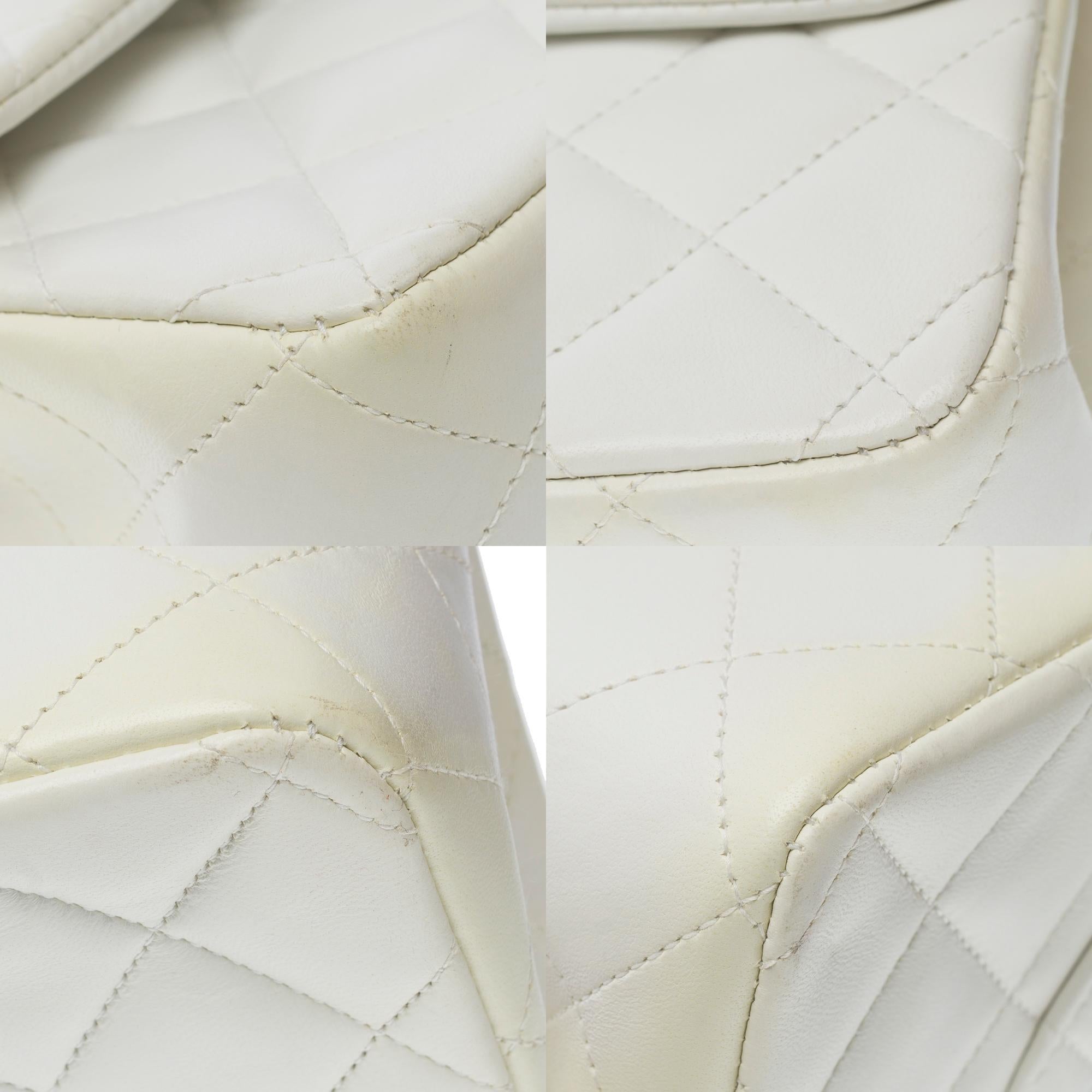 Chanel Timeless Double flap shoulder bag in White Quilted Lambskin leather, GHW 7