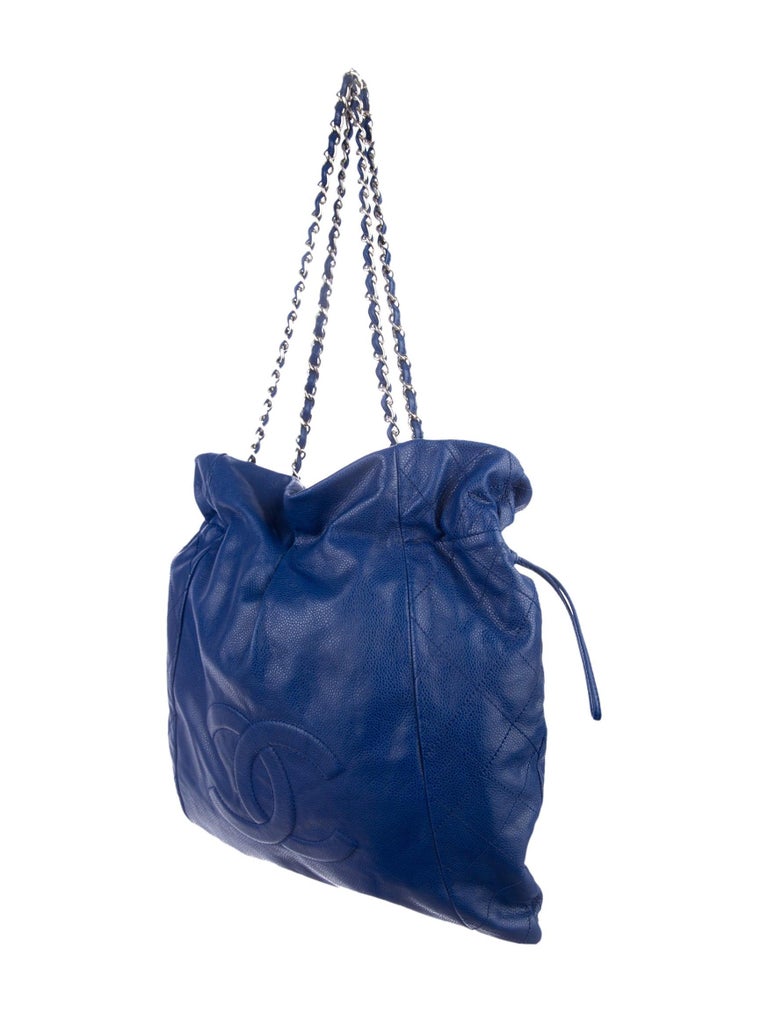 Chanel Timeless Faux Drawstring Royal Blue Caviar Leather Shopping