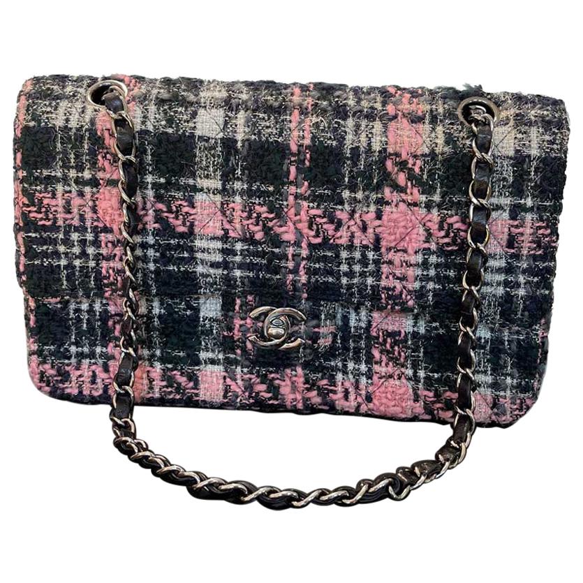 CHANEL Timeless Flap Bag in Pink and Black Tweed