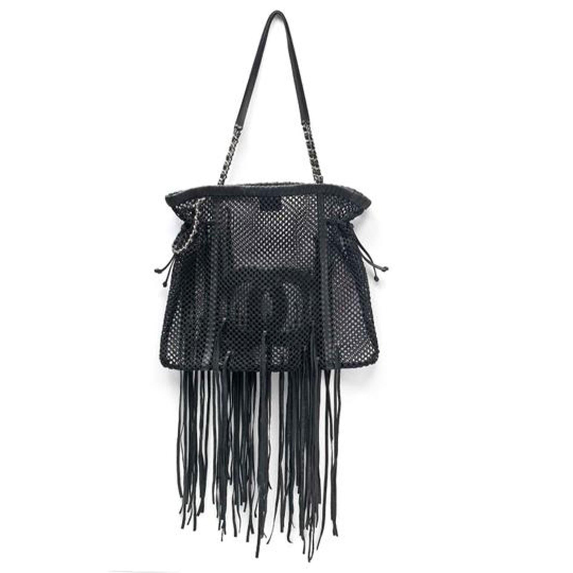 black leather fringe purses