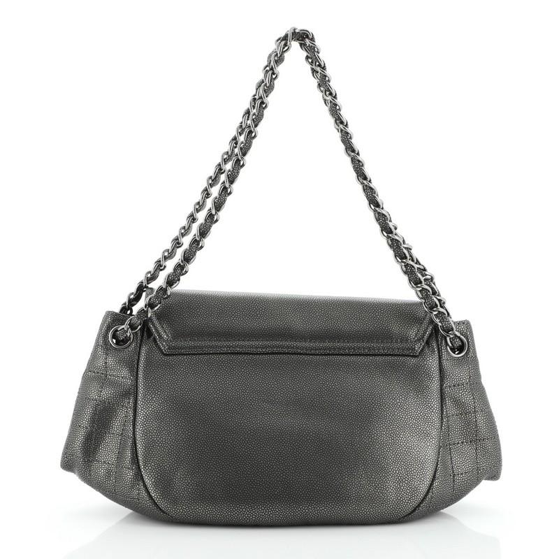 Black Chanel Timeless Half Moon Flap Bag Caviar Medium