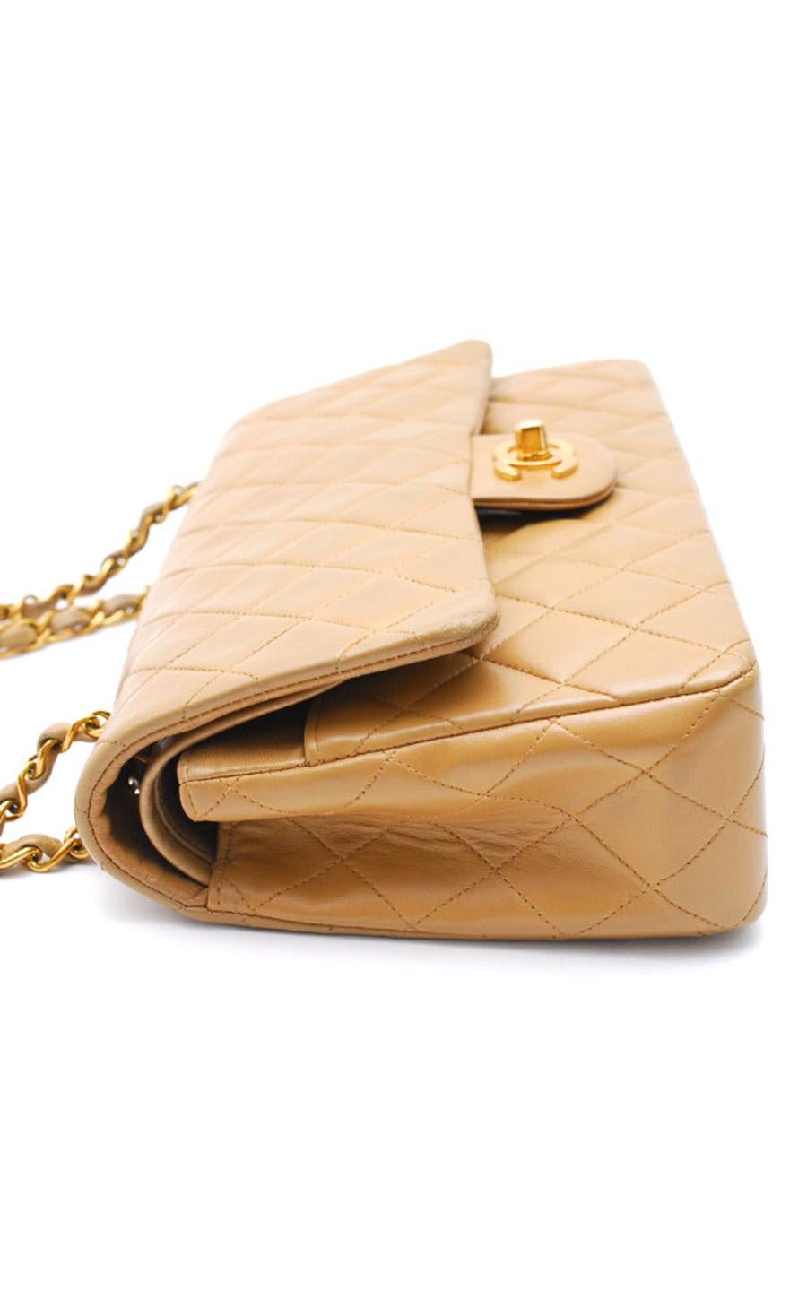 Chanel Timeless handbag in dark beige quilted leather Gold Chain  In Excellent Condition In Paris, FR