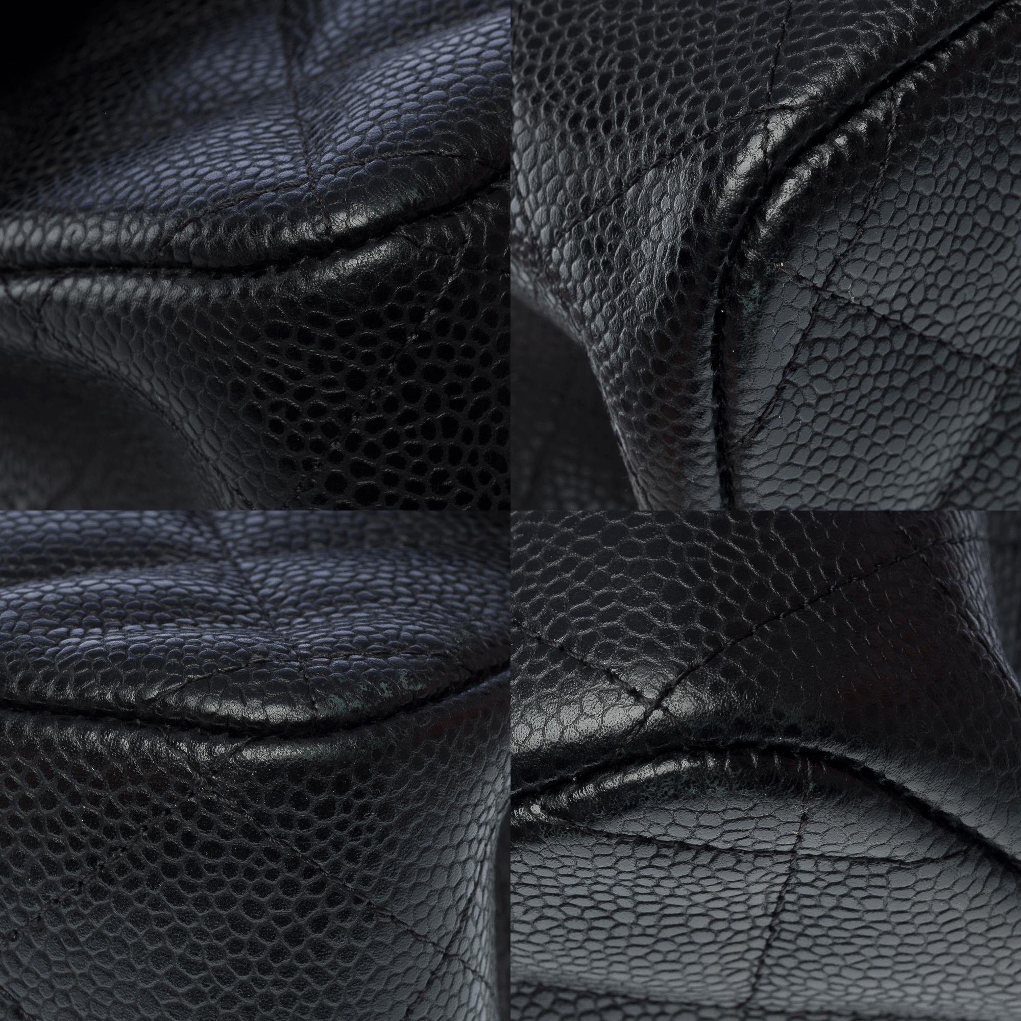 Chanel Timeless Jumbo double flap bag in Black quilted Caviar leather, PHW 8