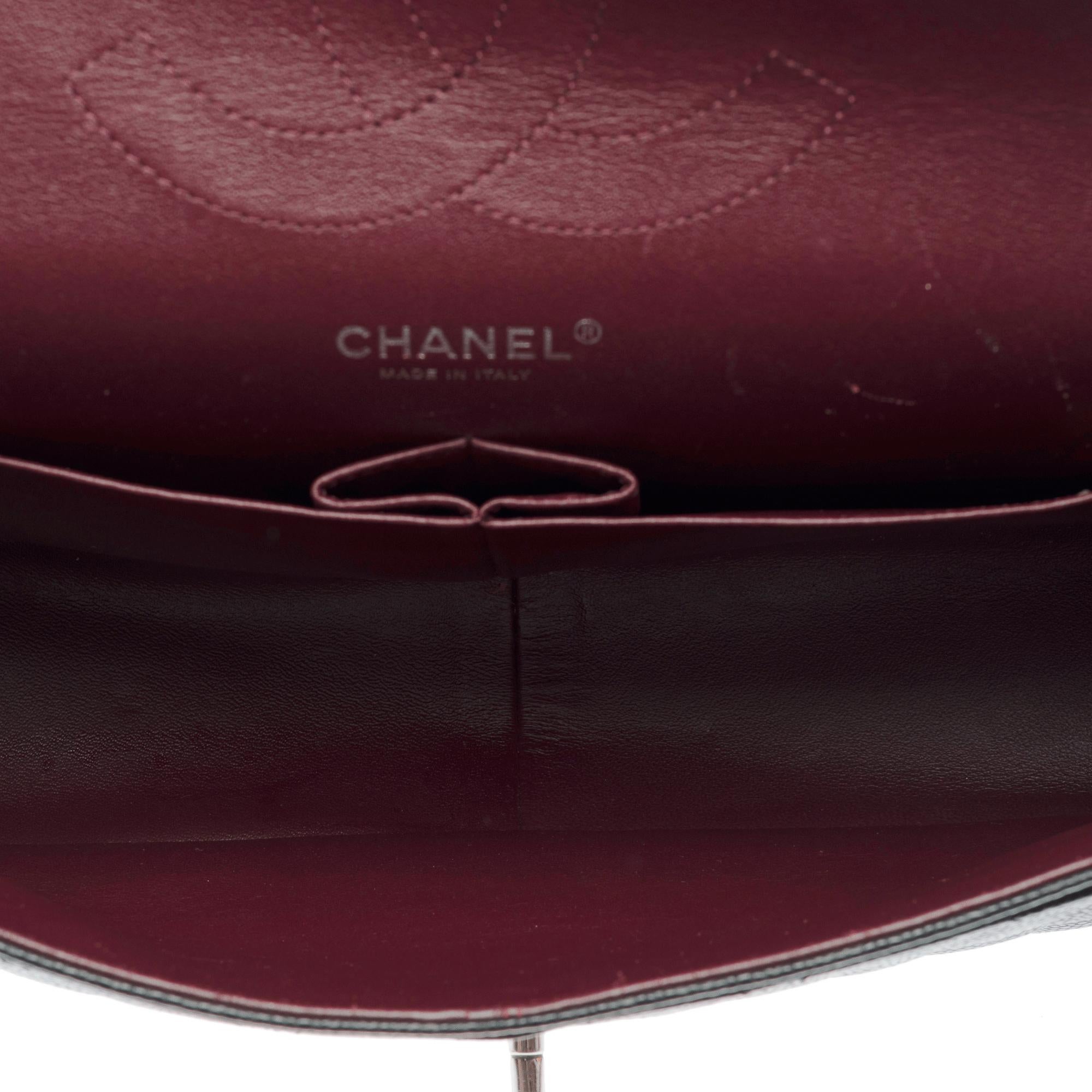 Chanel Timeless Jumbo double flap bag in Black quilted Caviar leather, PHW 5