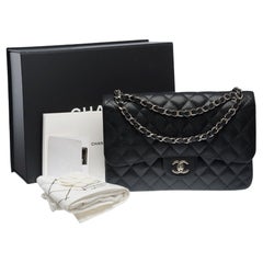 Chanel Timeless Jumbo-Doppelklappentasche aus schwarzem gestepptem Kaviarleder, PHW