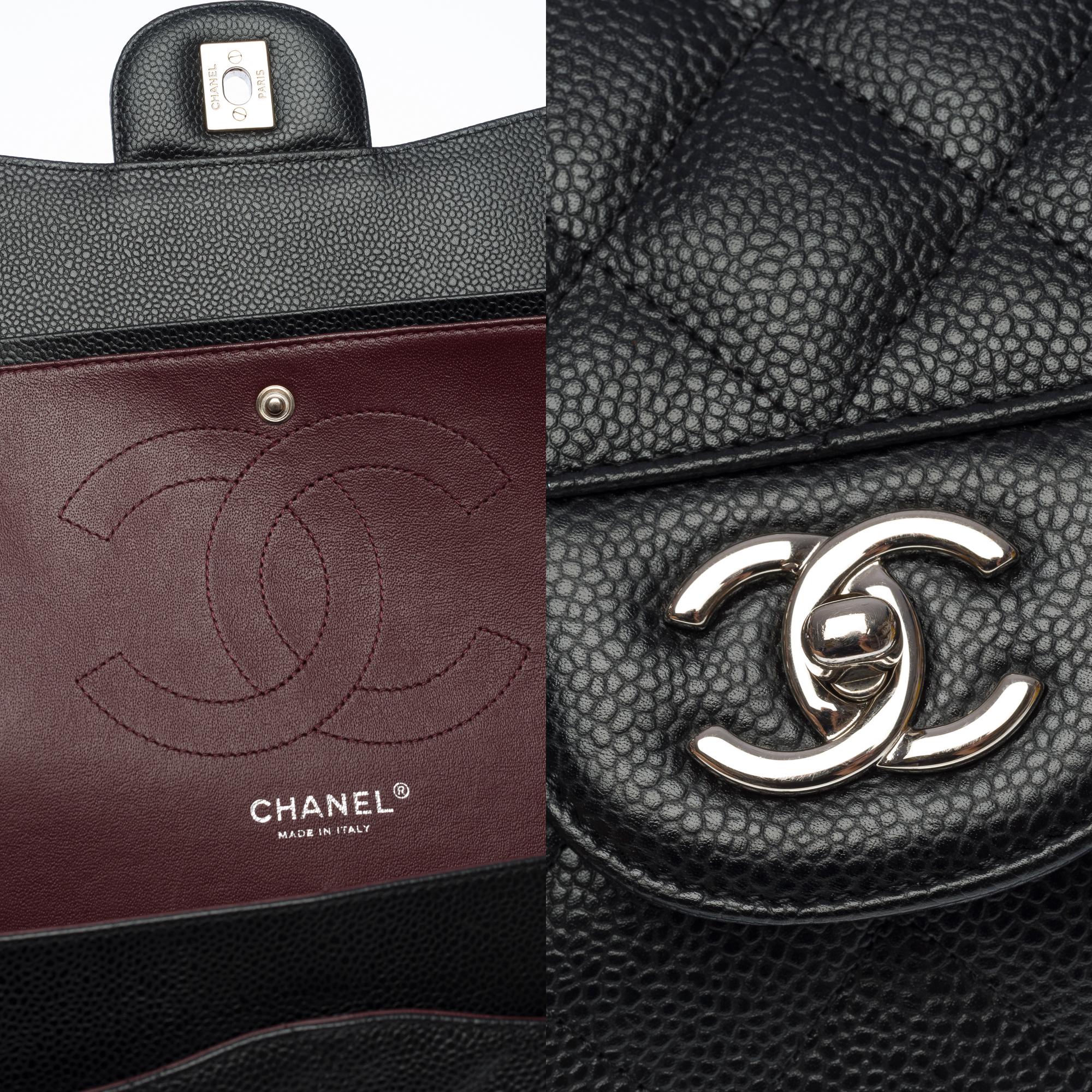 Chanel Timeless Jumbo double flap bag in black quilted caviar leather, SHW 2