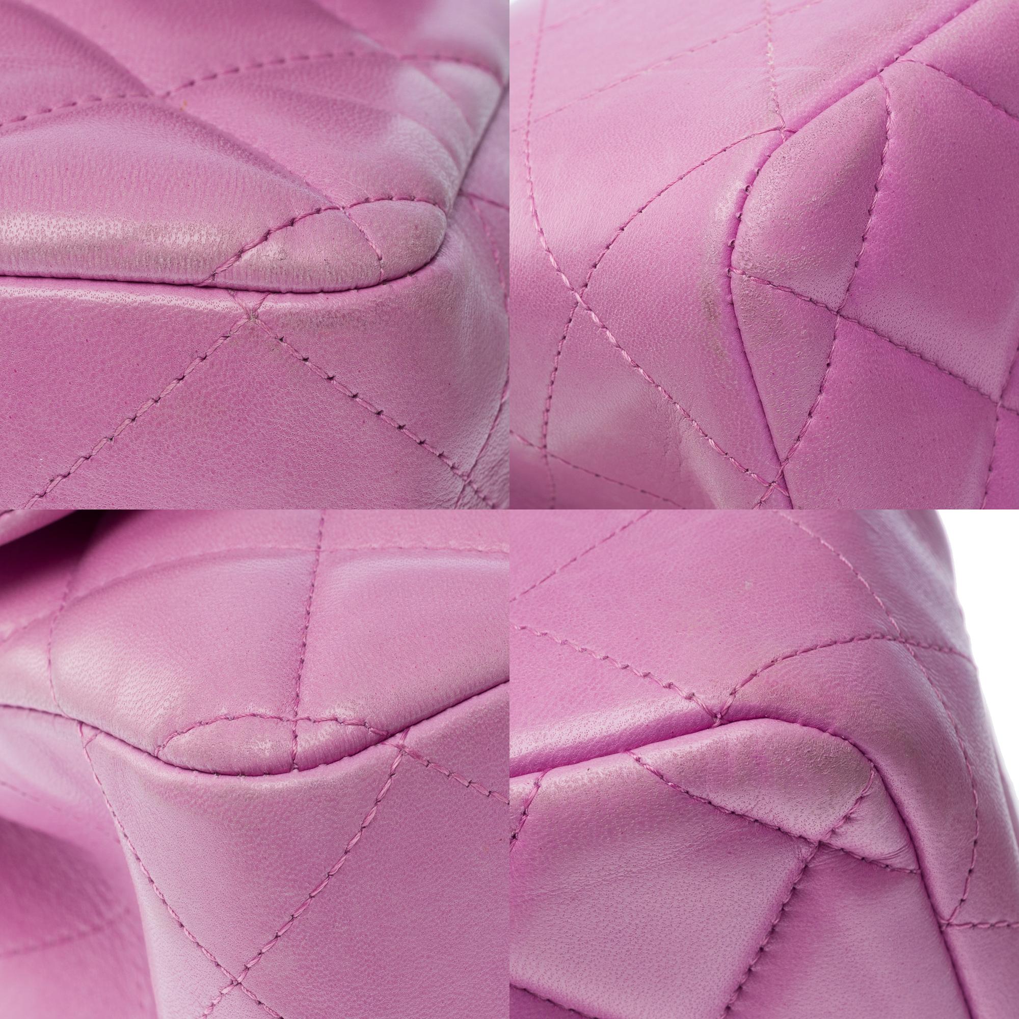 Chanel Timeless Jumbo double flap in lilac quilted lambskin leather, PHW For Sale 7