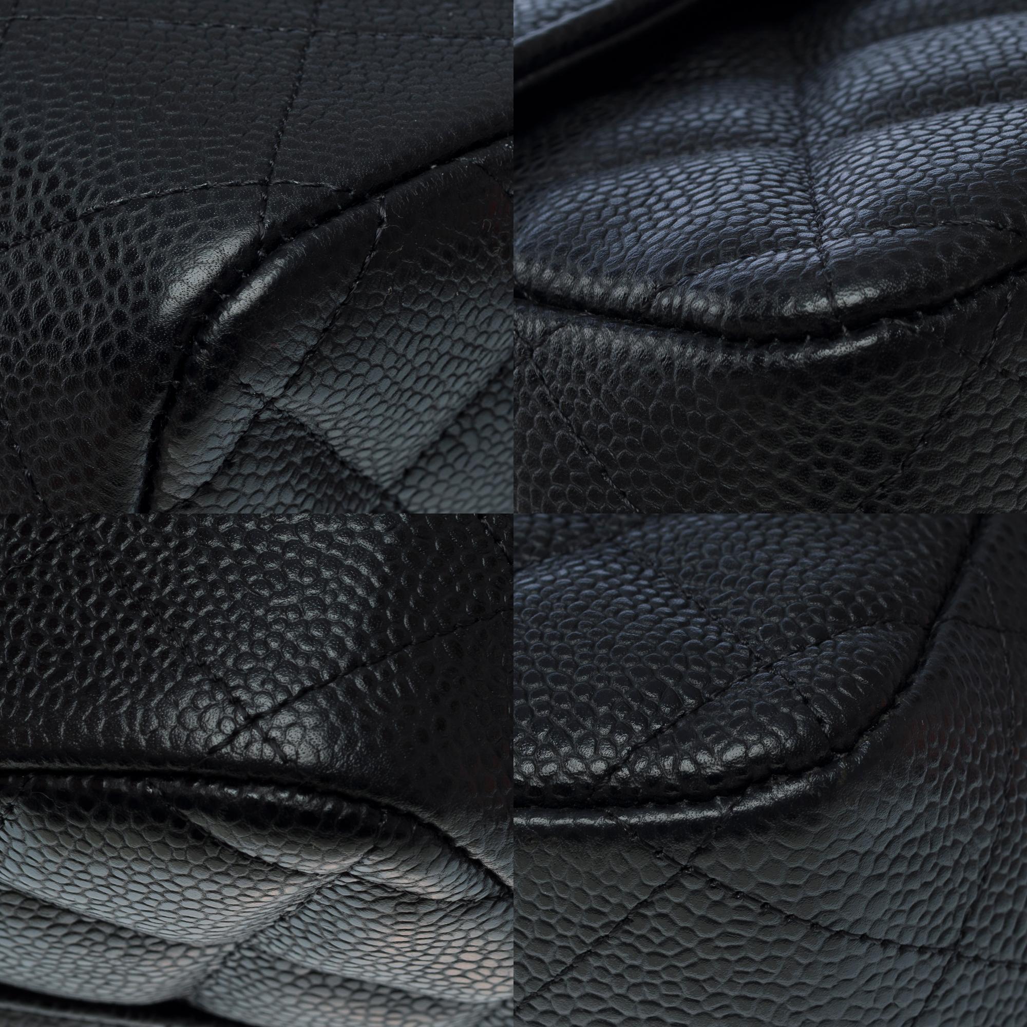 Chanel Timeless Jumbo double flap shoulder bag in Black Caviar leather , GHW 7