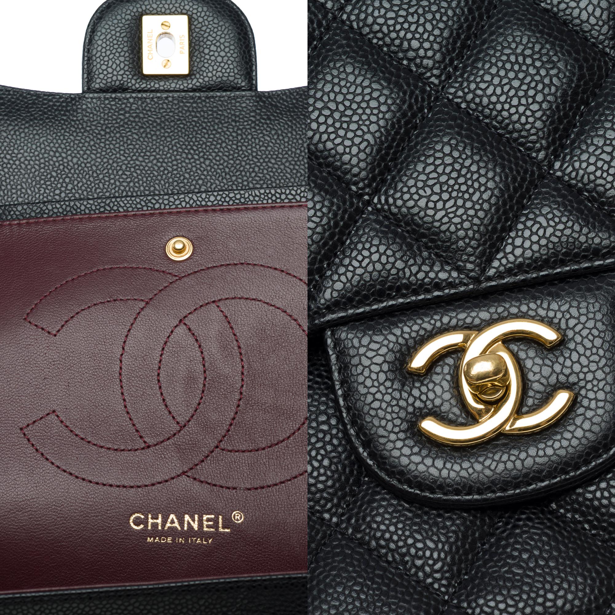Chanel Timeless Jumbo double flap shoulder bag in Black Caviar leather , GHW 2