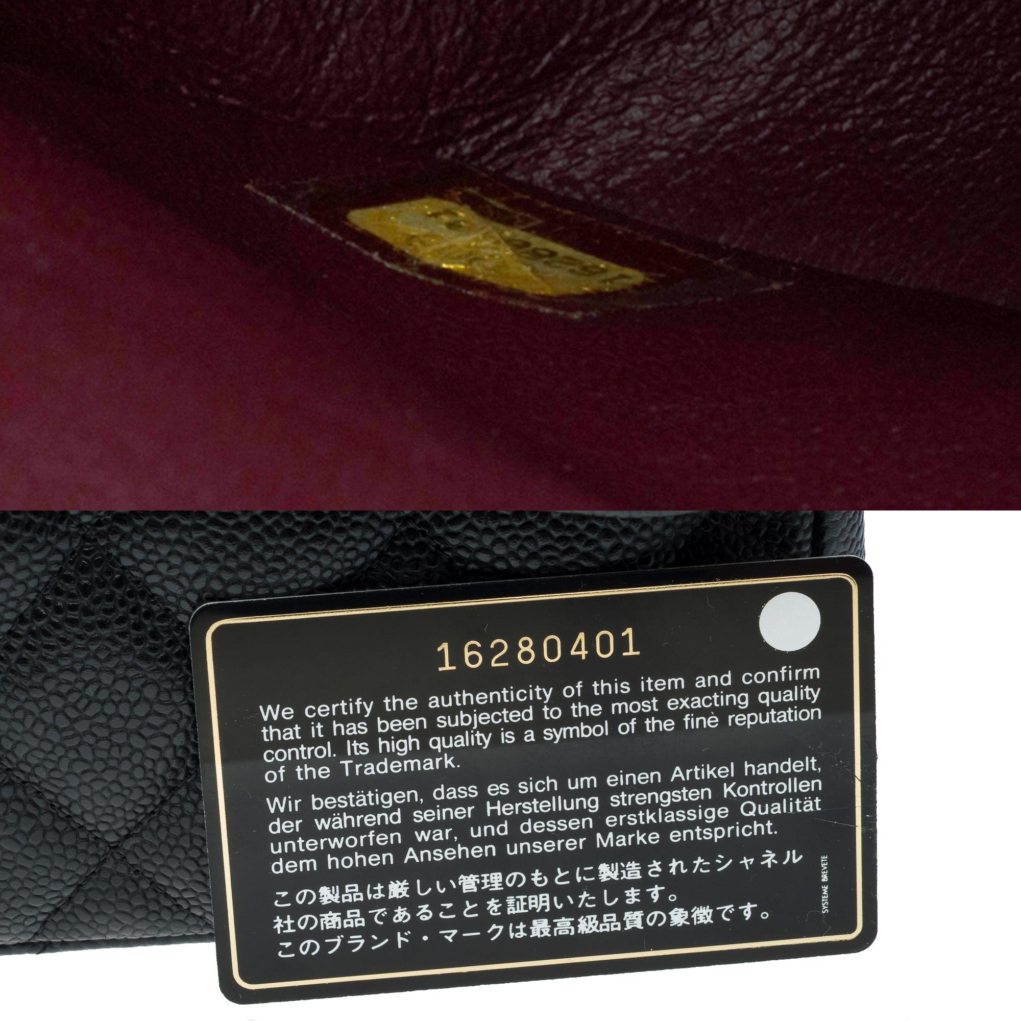 Chanel Timeless Jumbo double flap shoulder bag in Black Caviar leather , GHW 3
