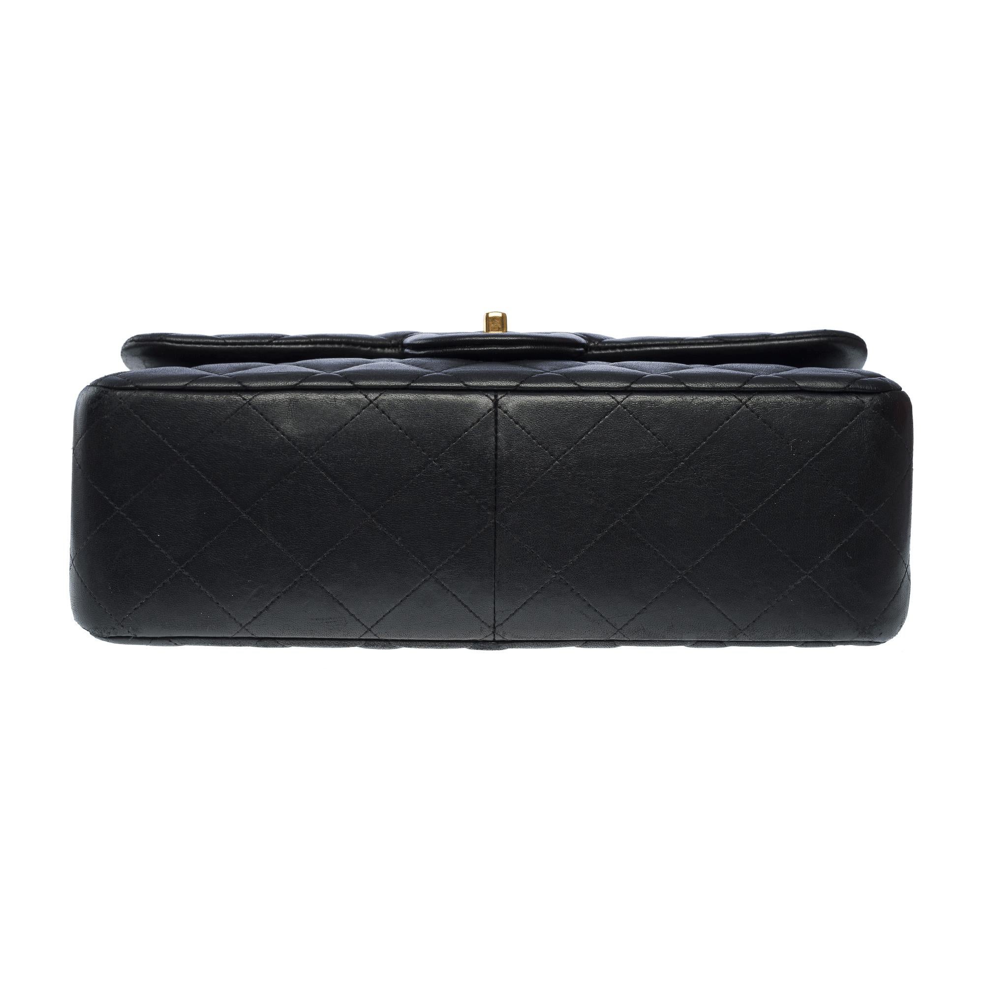 Chanel Timeless Jumbo double flap shoulder bag in black quilted lambskin , GHW For Sale 6